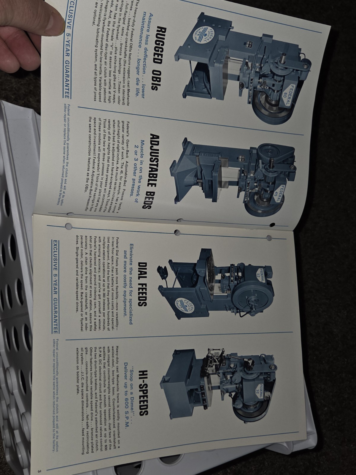 FEDERAL HEAVY DUTY PRESSES 60 32 45 22 CATALOG BROCHURE BOOKLET FLYER Elkhart In