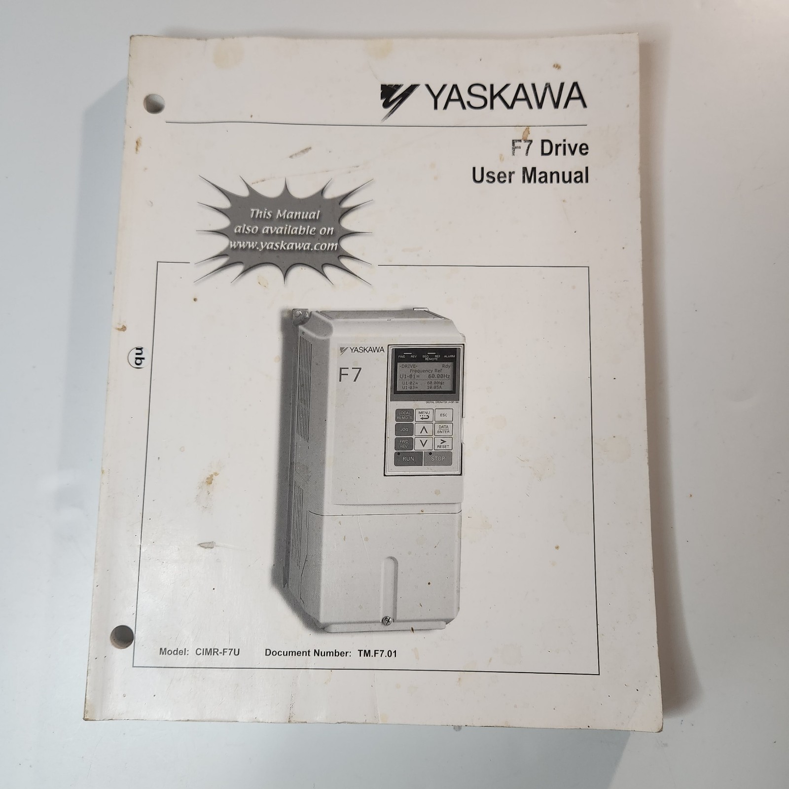 Yaskawa F7 Drive User Manual Model CIMR-F7U Document TM. F7.01