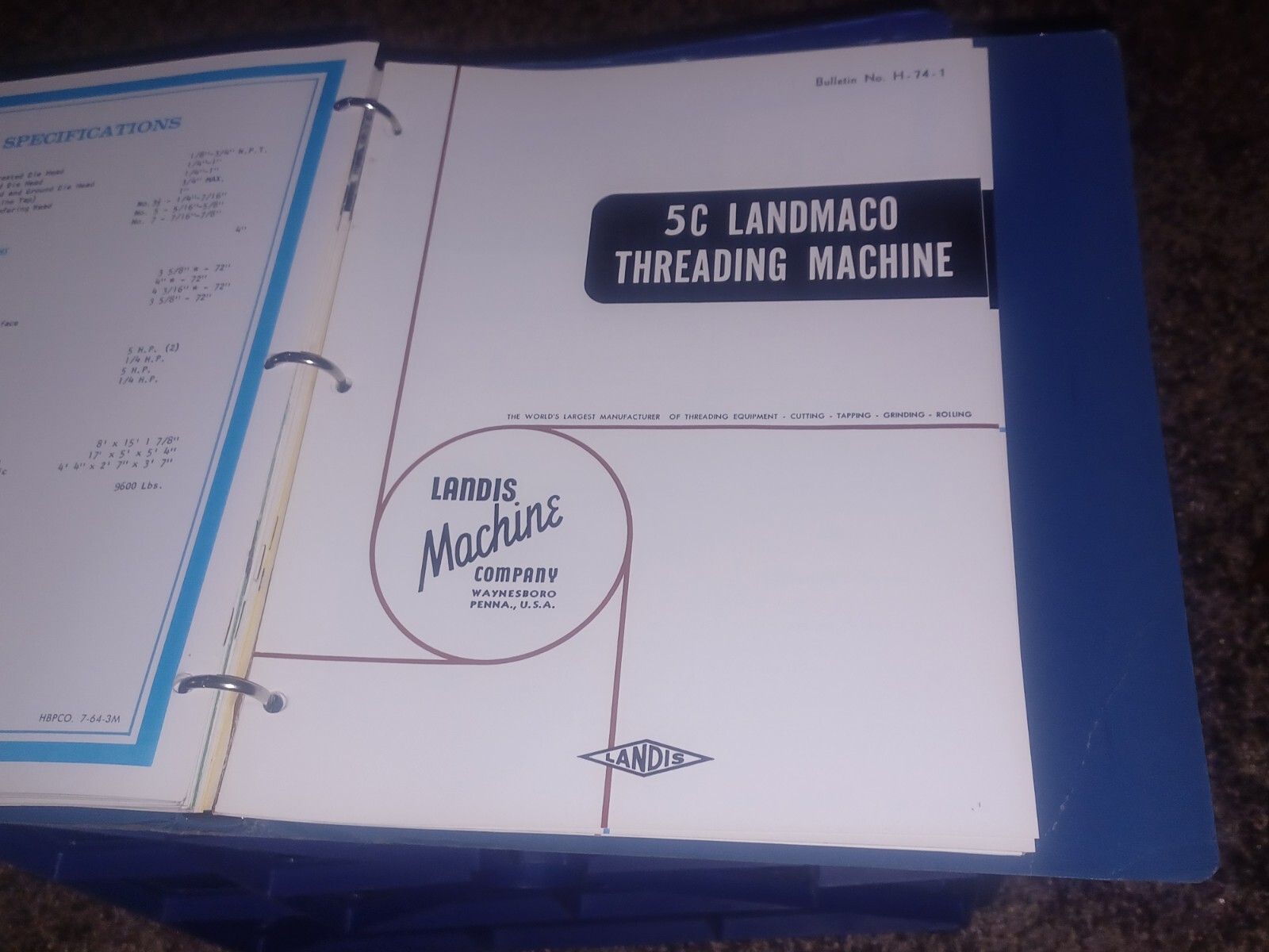 Landis Machine Tool Co THREADING EQUIPMENT Sales Catalog Lot Binder HUGE BOOK!