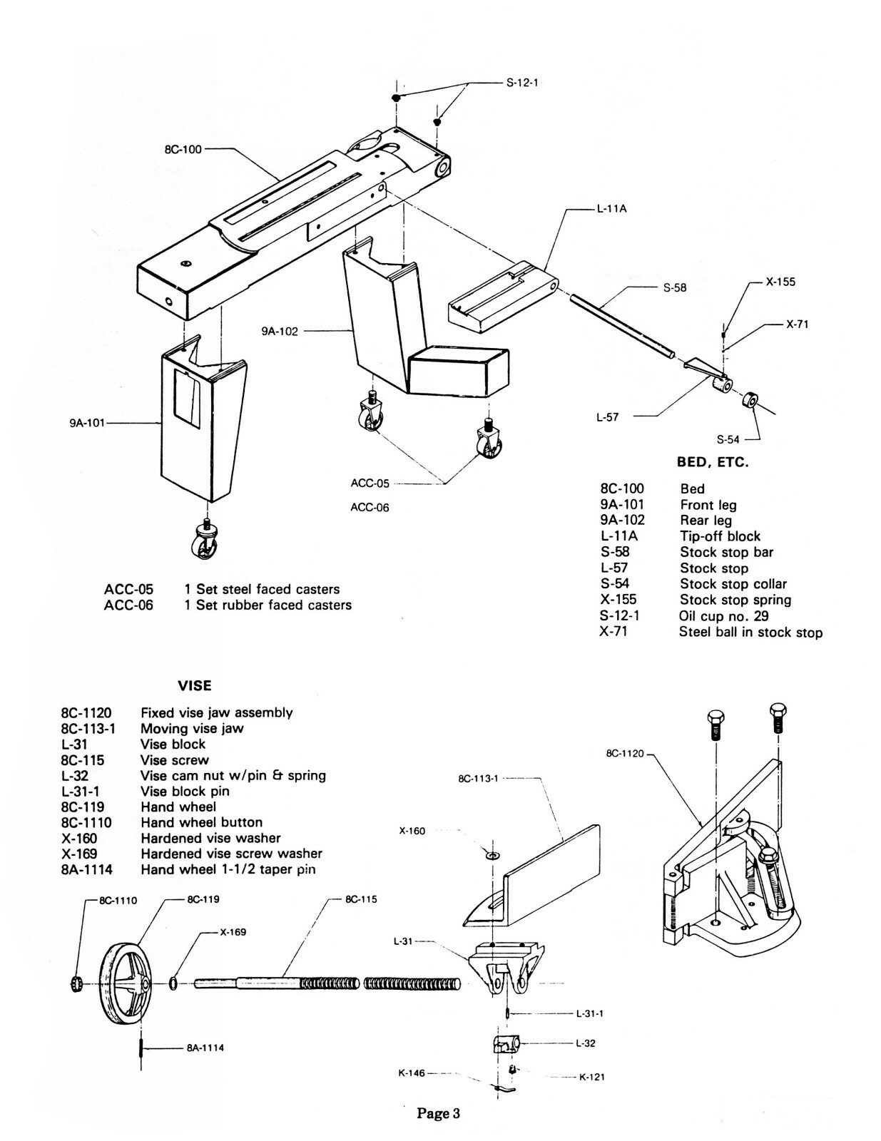 Kalamazoo 8C Bandsaw Service Manual & Parts List Manual #1711