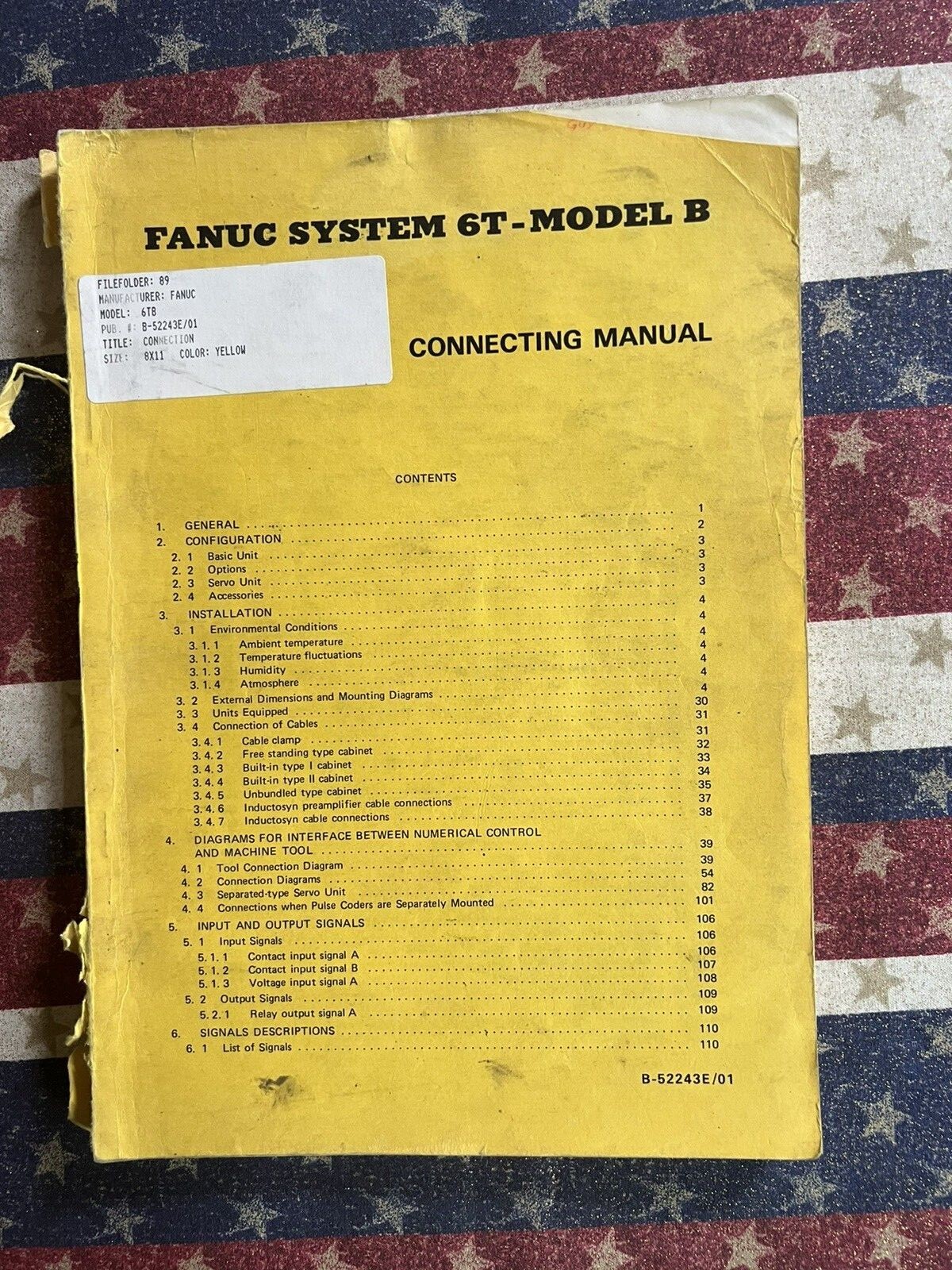 Fanuc System 6T Model B Connecting Manual B-52243E/01 B-52243E