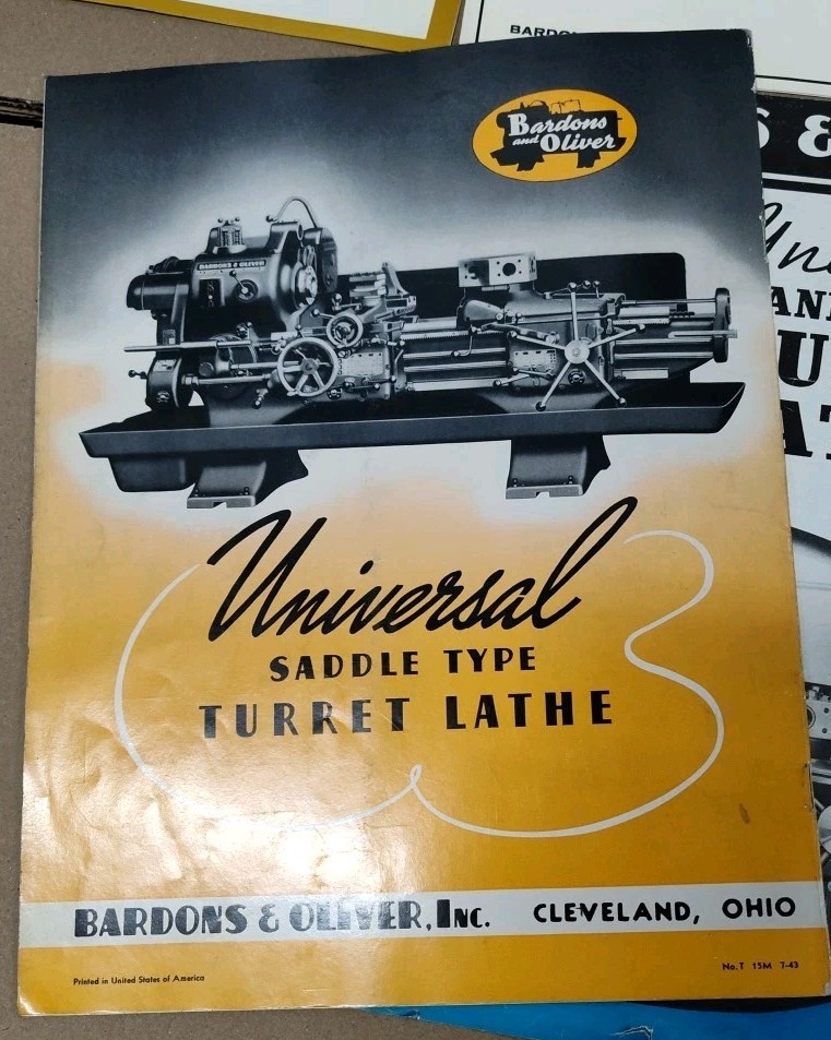 Milling Machinery & Tools Bardons & Oliver Inc Lathes 6 Brochure Lot W Catalog