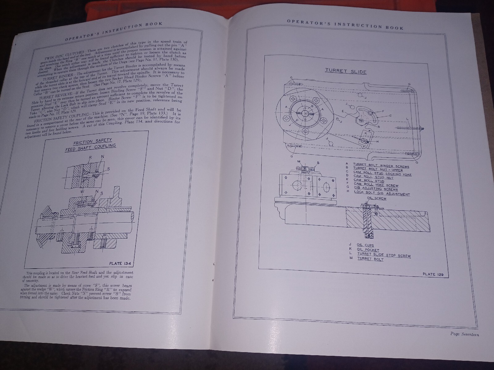 POTTER & JOHNSON PRATT WHITNEY OPERATOR’S INSTRUCTION BOOK NO 4D MODEL 2 No 129