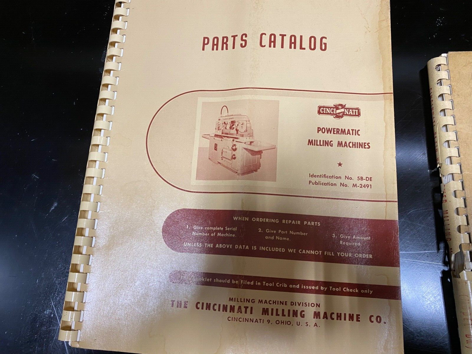Lot of 3 Parts and Service Catalogs for Cincinnati Milling Machines.