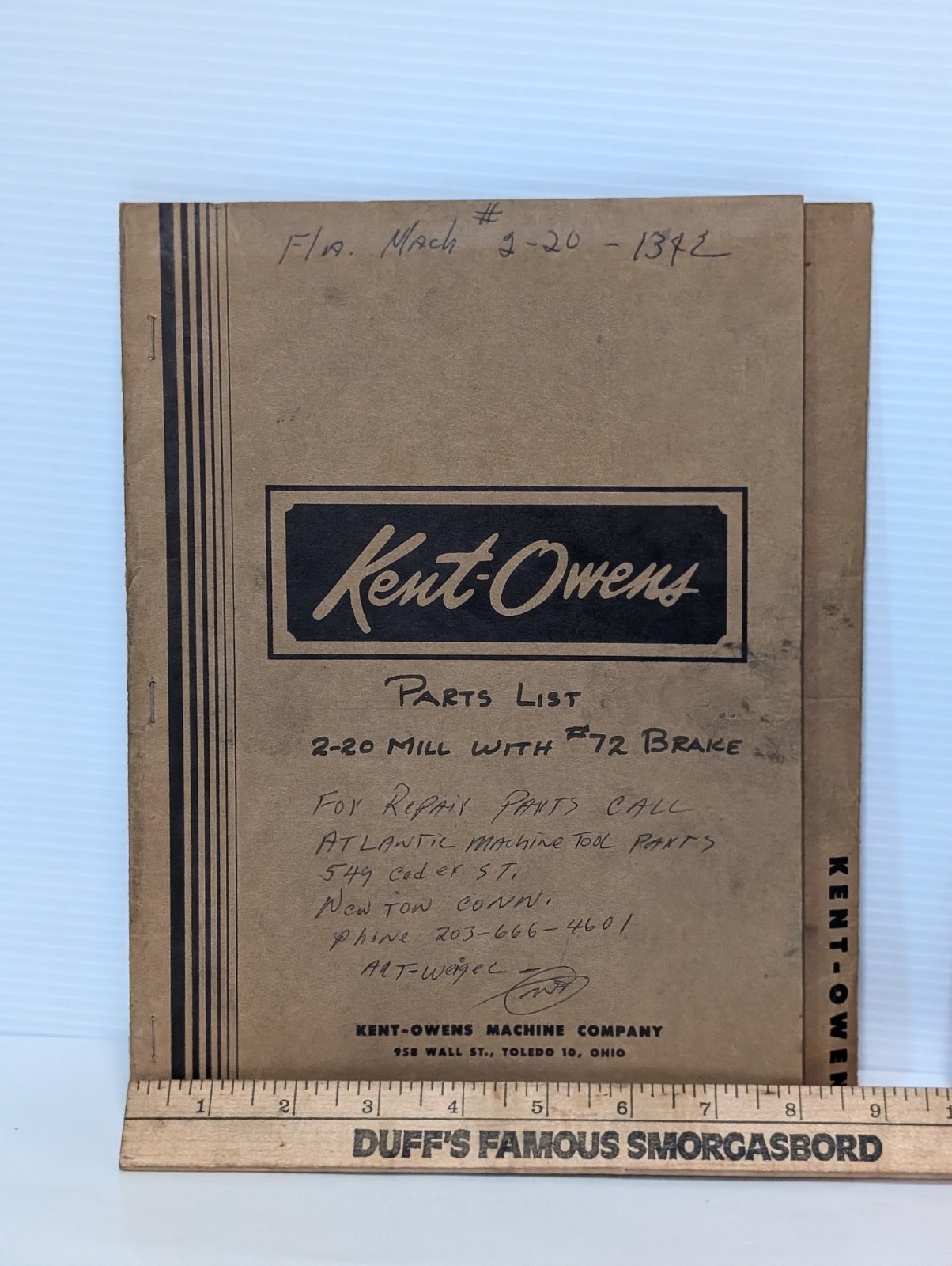 Lot of 3 Kent-Owens 1-14, 2-20, 2-20DS & 2-20V Milling Machine Owners Manuals