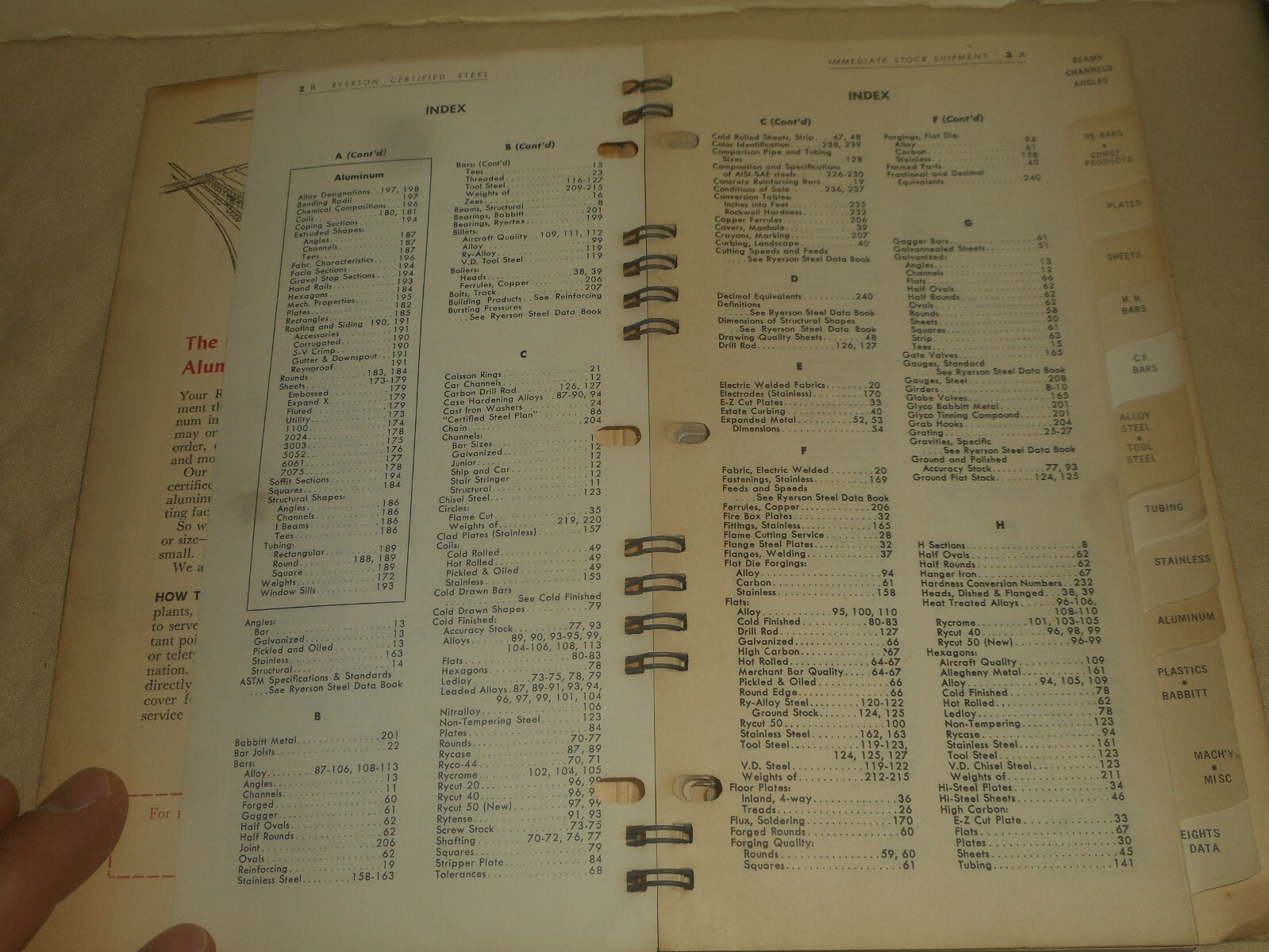 Ryerson Steel Catalog 1957-58 Aluminum Steel Stock Tool Presses Data Handbook