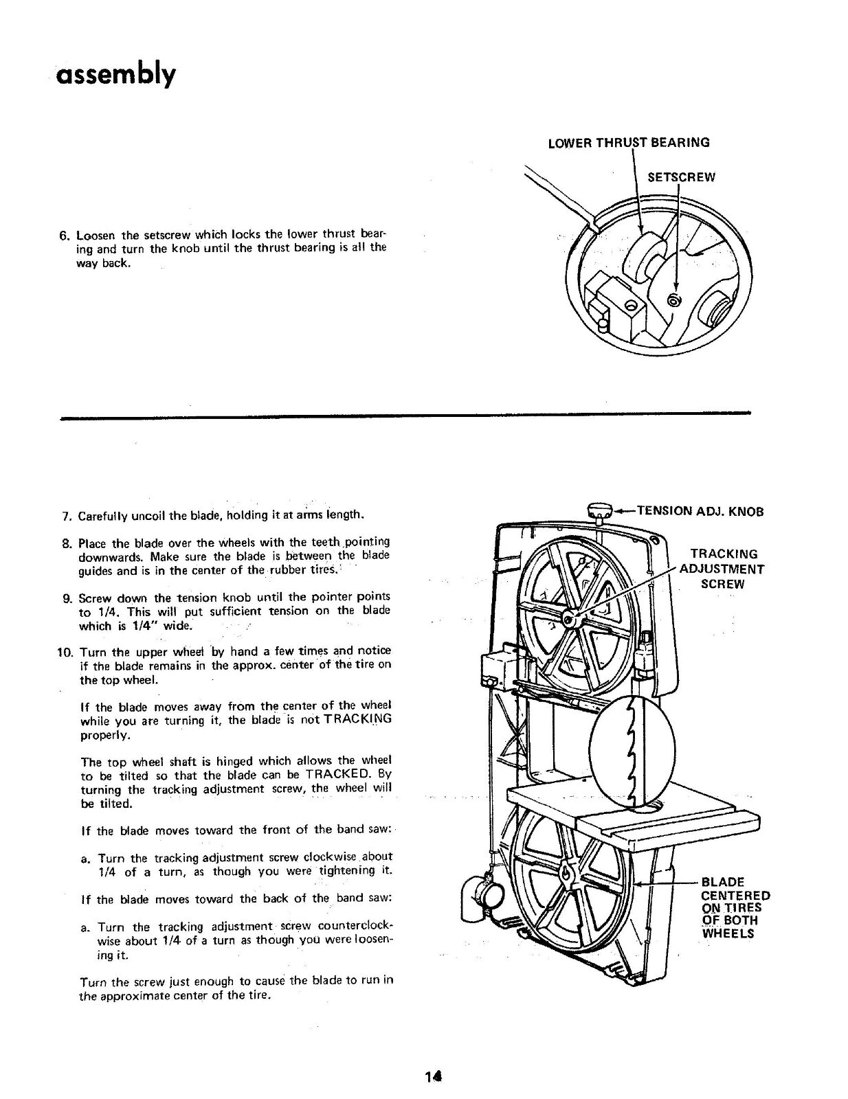 Operator Instruct & Parts List Manual Fits Sears Craftsman 12″ Bandsaw 113.24350