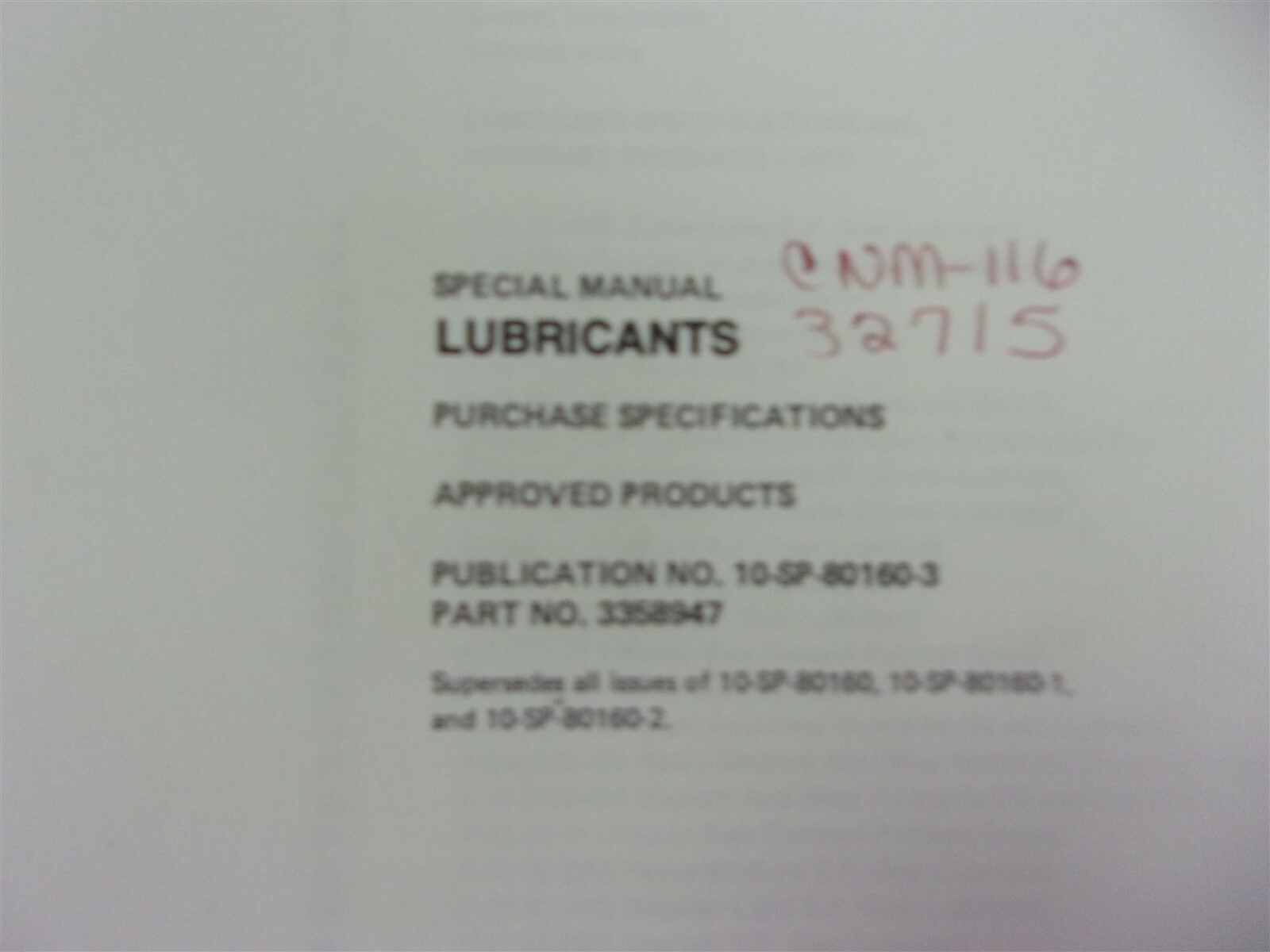 Cincinnati Milacron 10-SP-80160-3 Special Lubricants Manual *FREE SHIPPING*