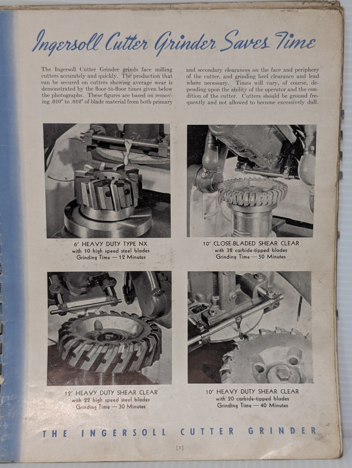 Ingersoll Cutter Grinder Catalog, Milling Machine Reference Material, GT-11
