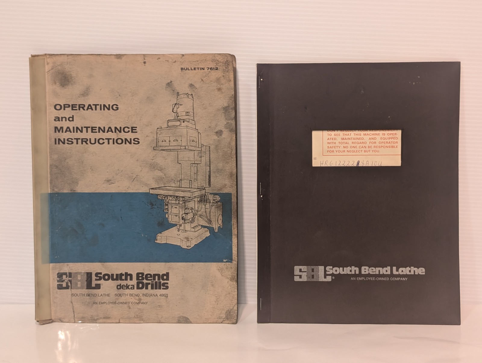 Two South Bend Lathe Bulletin 7612 Operating, Maintenance, Set Up, Parts Manuals