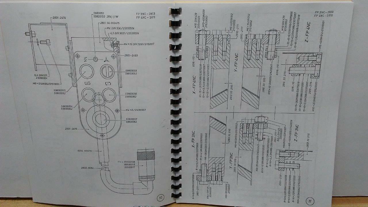 Deckel FP3NC/FP4NC Milling Machine Spare Parts Manual