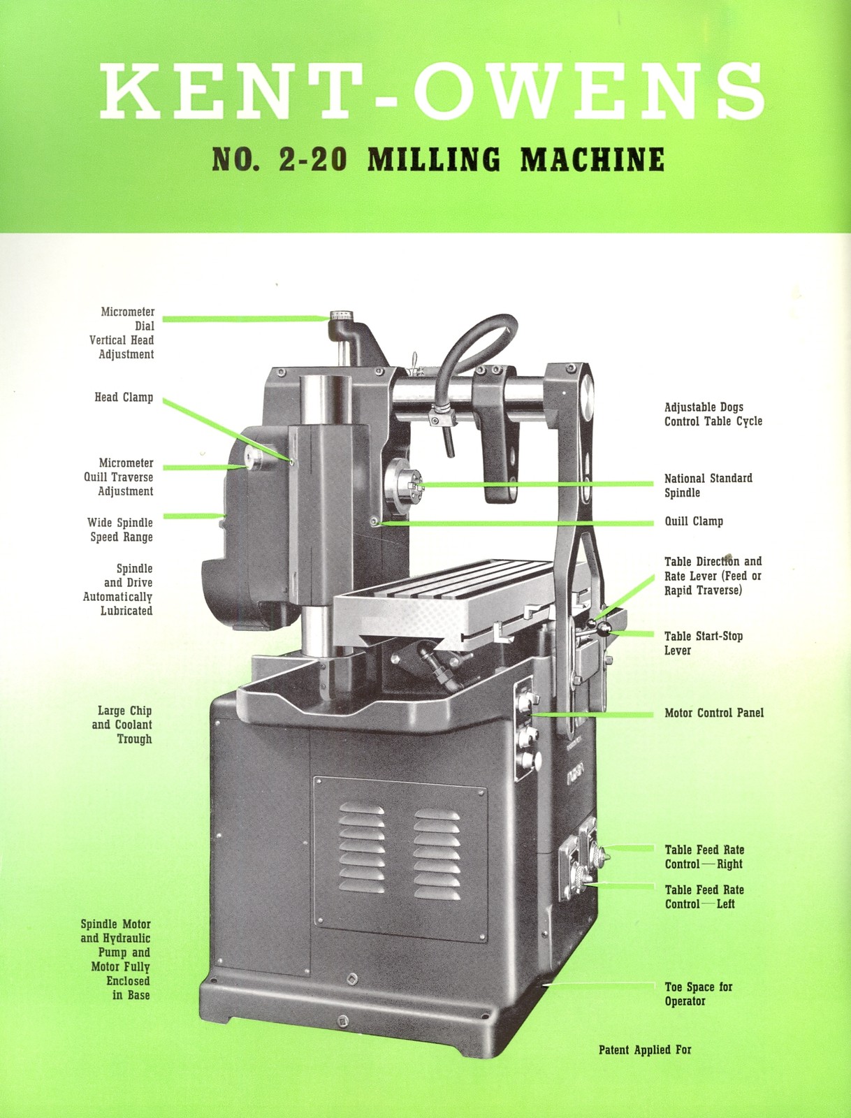 HYDRAULIC MILLING MACHINE 1940s Vintage Brochure Kent-Owens Machine Co Toledo OH
