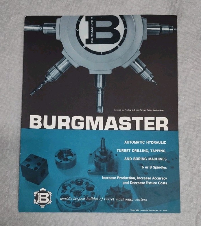 Burgmaster Machine Co. Hydraulic Turret Drill Catalog Brochure Vtg Houdialle CA