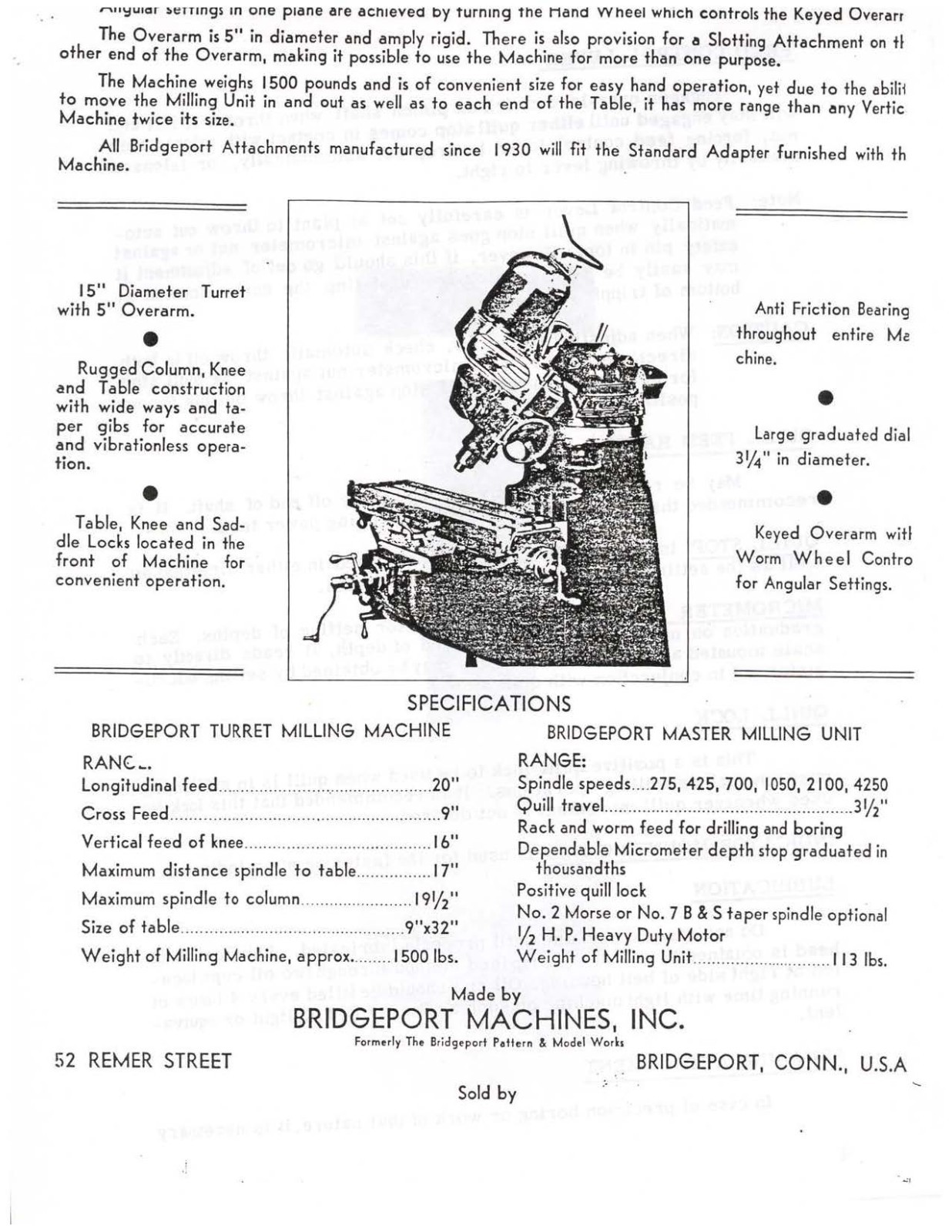 Ram Turret Operator Instruction Manual Fits Bridgeport Series 1 & Round P38