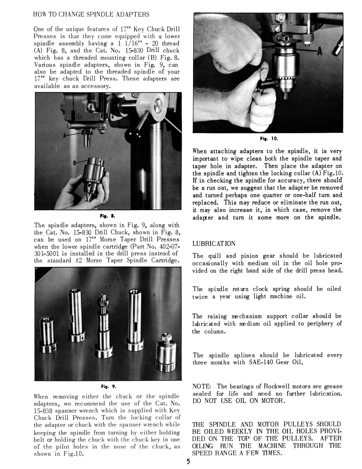 Rockwell-Delta 17″ Vari Speed Drill Press s/n141-1800 up Op & Parts Manual #1922
