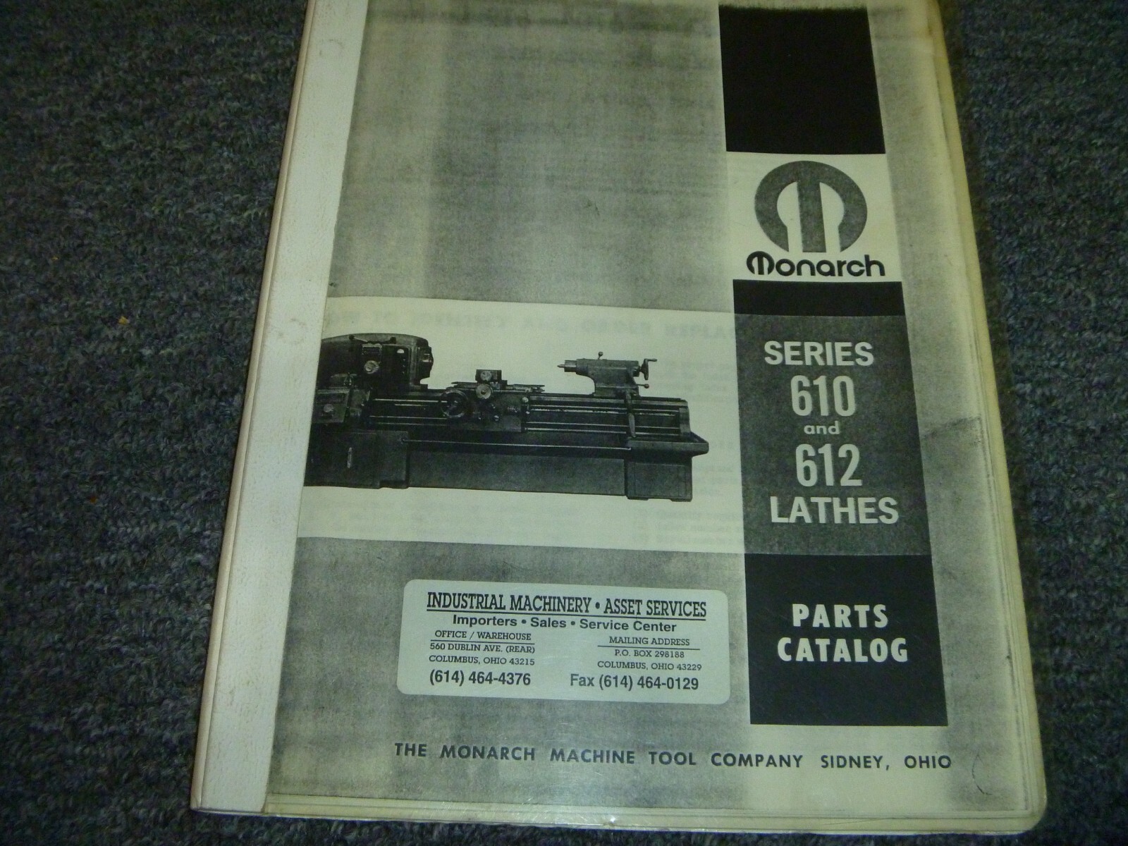 Monarch Machine Tool Co. Series 610 & 612 Lathe Parts Catalog Manual List