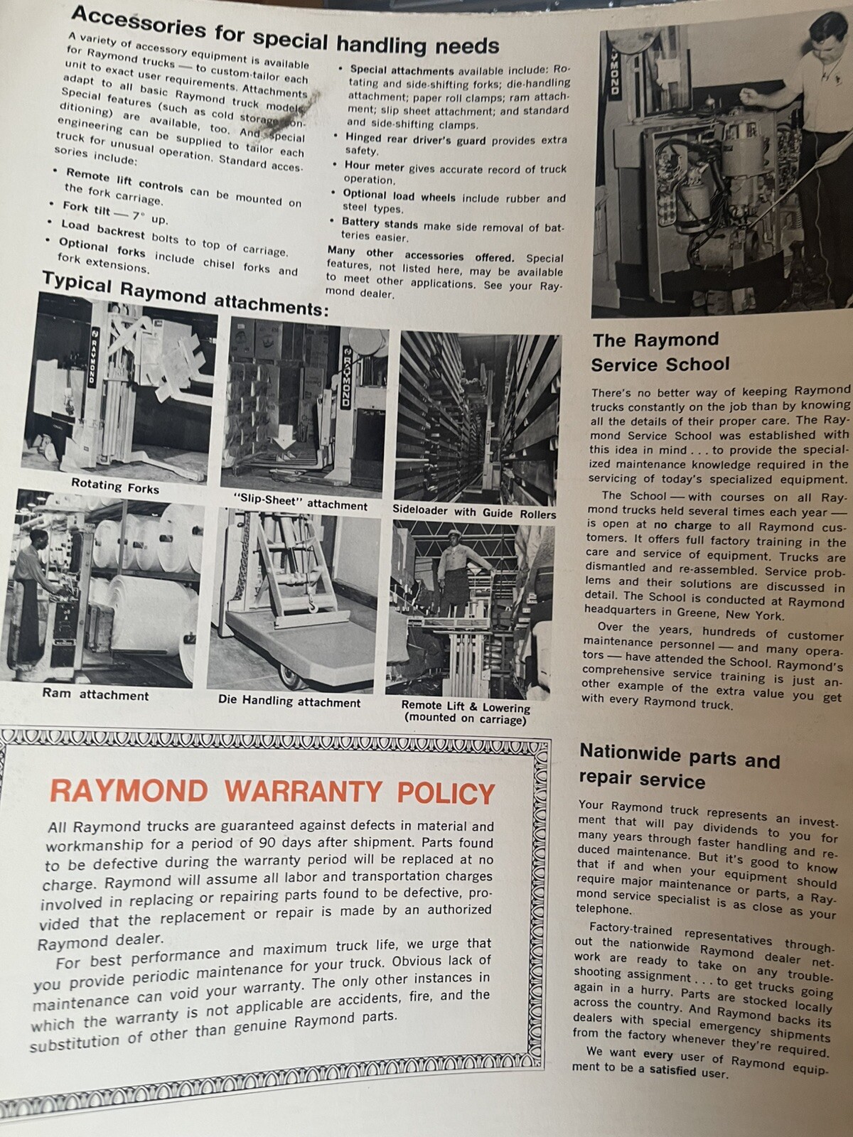 Raymond Corporation Customer Catalog for Electric Walkie Trucks