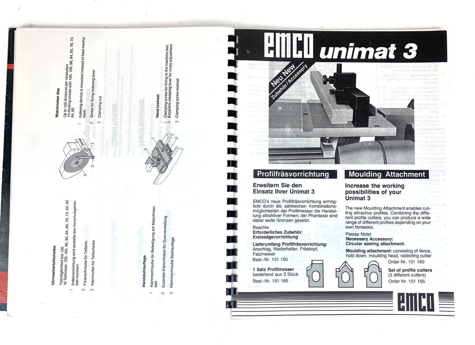 Emco Unimat 3, and Betriebsanleitung Instruction Book