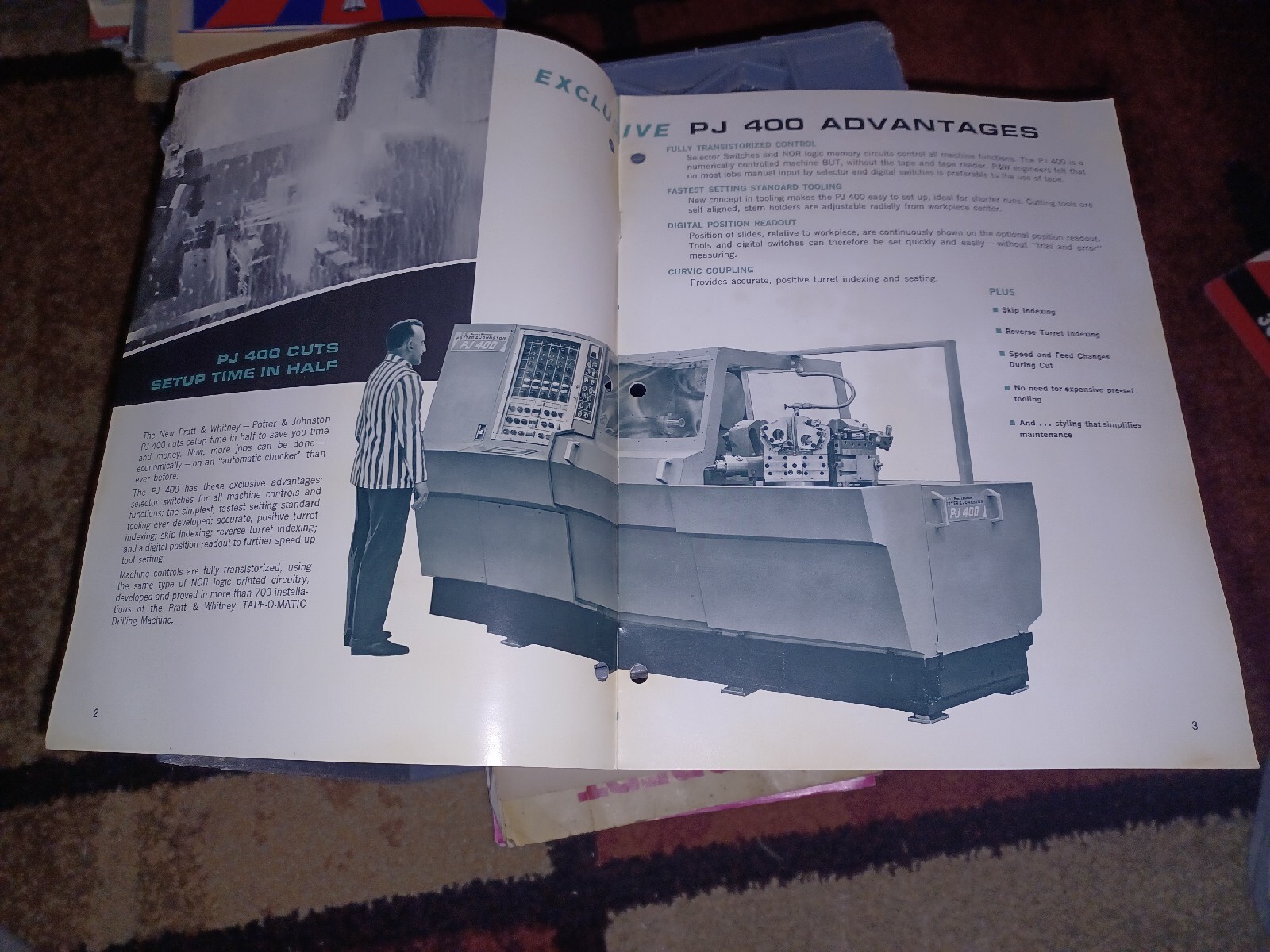 PRATT & WHITNEY PJ 400 AUTOMATIC TURRET LATHE Sales Catalog Book Booklet A11-1