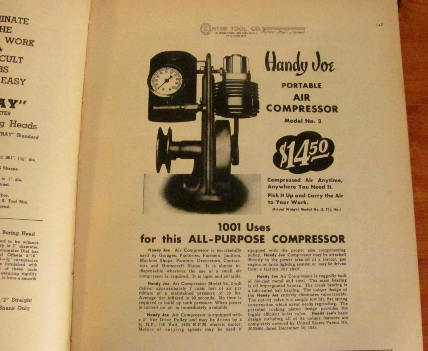 CENTER TOOL CO., MACHINE SHOP EQUIPMENT CATALOGUE