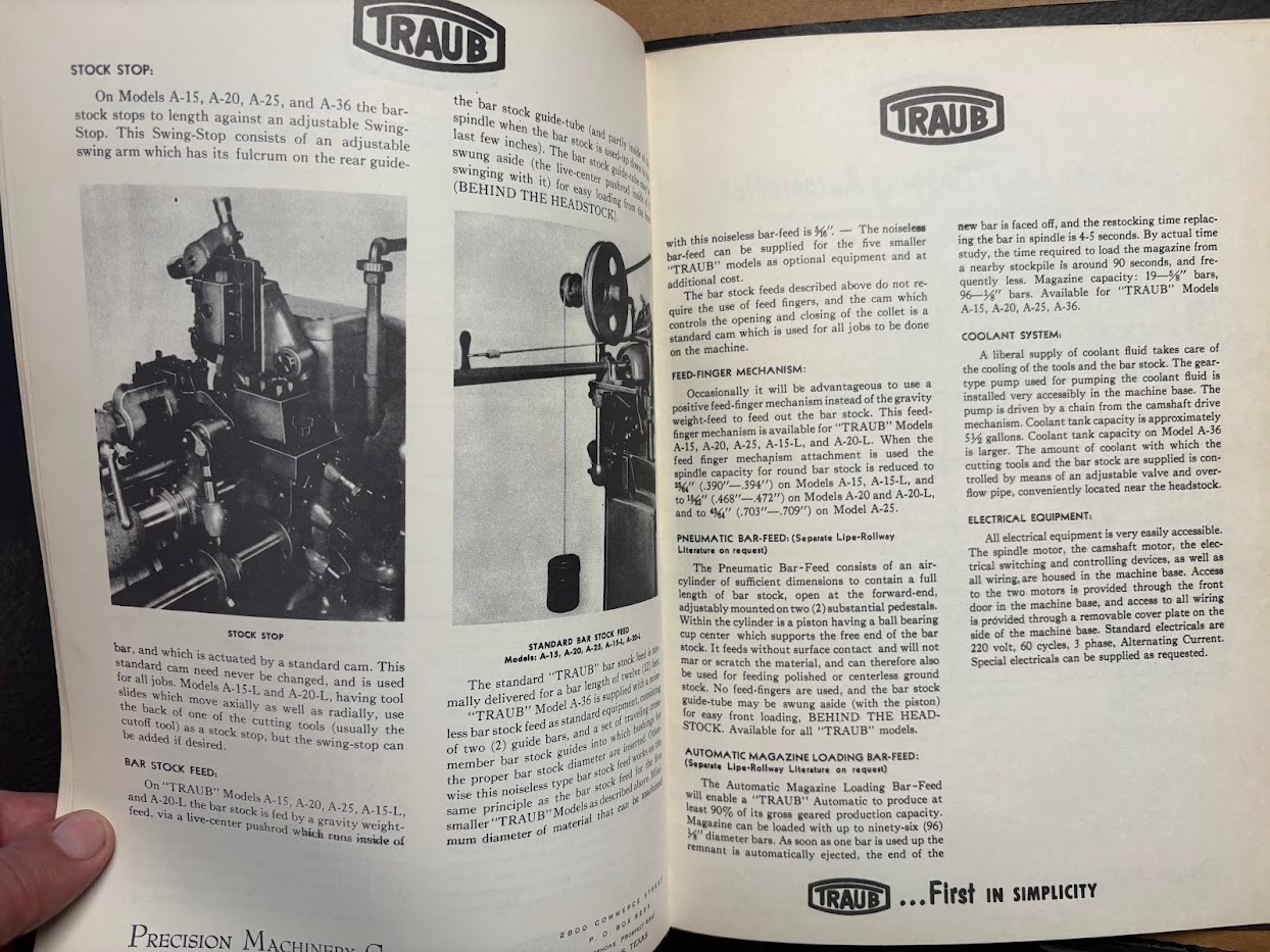 Vtg Traub Works Catalog 1950s? Screw Machines Attachments Tools Lathe A-15 A-36