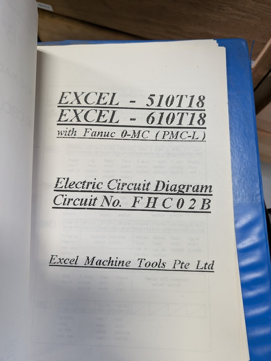 MANUALS FOR EXCEL 510 AND 610 VERTICAL MACHINING CENTERS (VMC) WITH FANUC O-MC