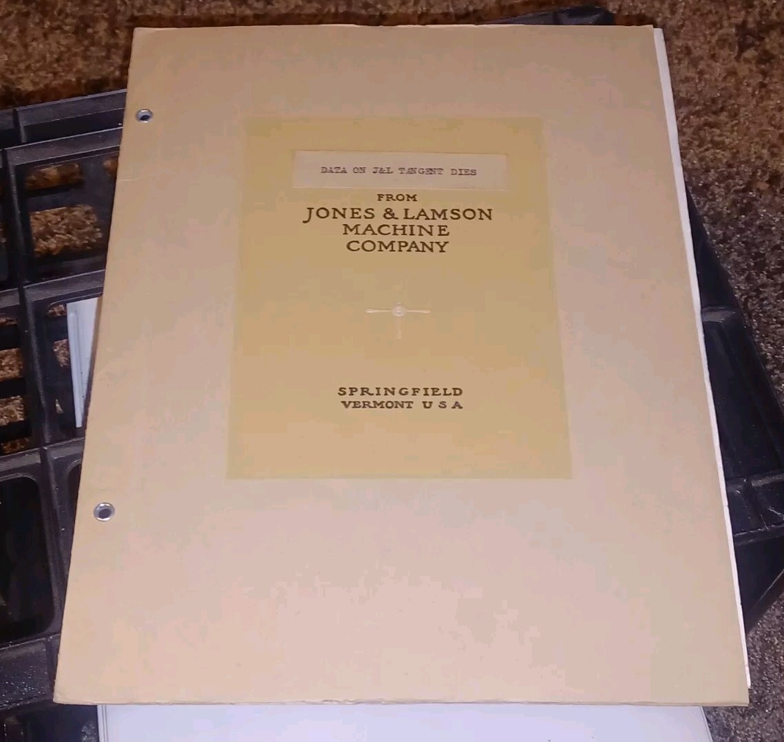 Jones & Lamson Machine DATA ON J&L TANGENT DIES catalog MACHINIST TOOL BOOK