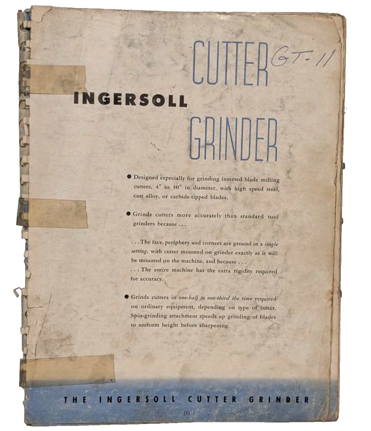 Ingersoll Cutter Grinder Catalog, Milling Machine Reference Material, GT-11