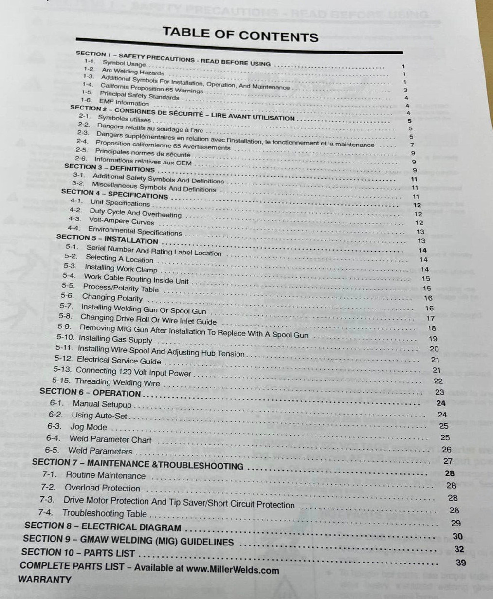 Miller Electric Millermatic 141 Welding Owner’s Manual OM-264 423A