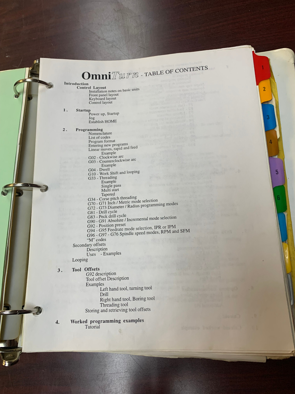 Programming and Maintenance Manual for Omniturn CNC