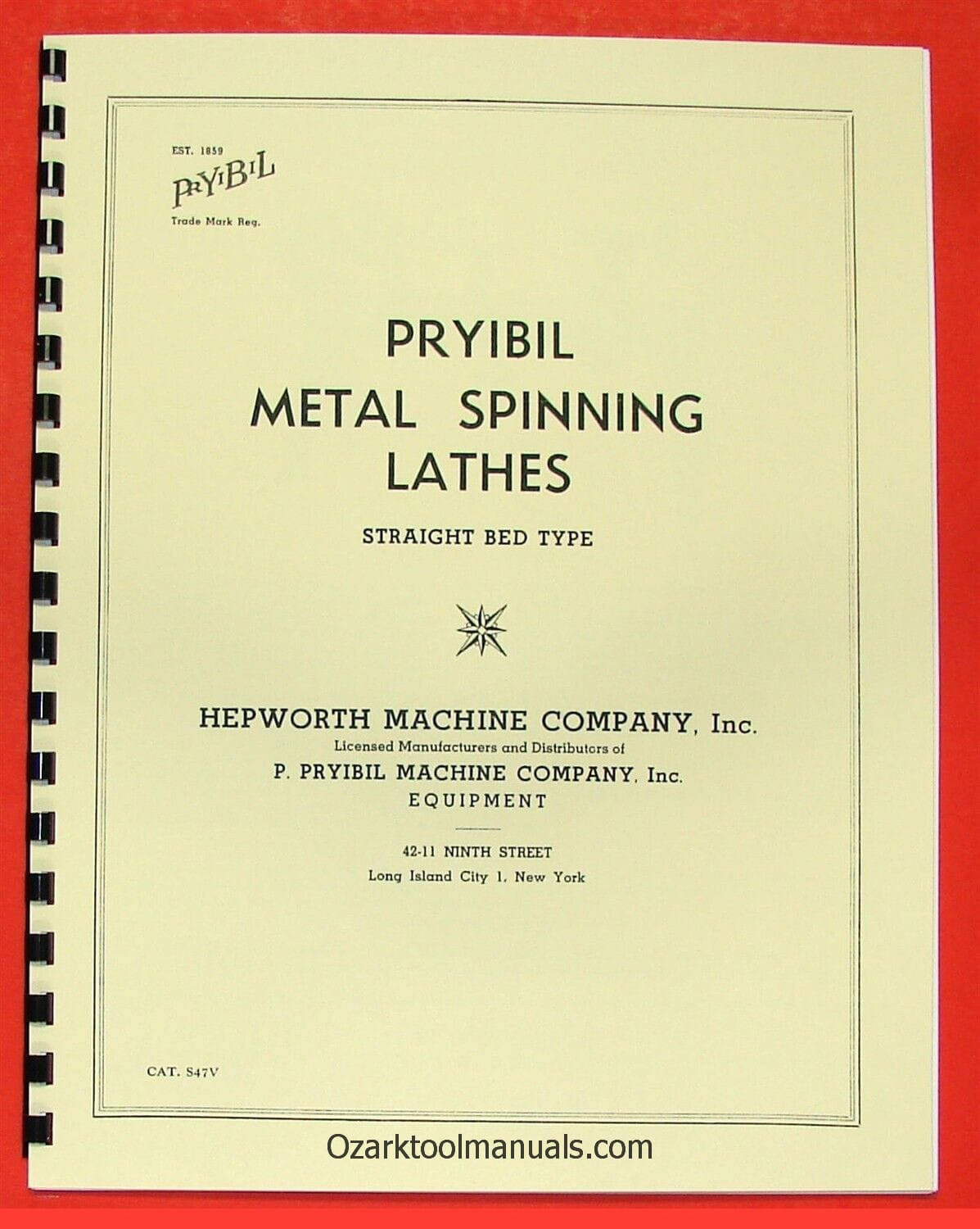 PRYIBIL Straight Bed Metal Spinning Lathes & Tools Brochure Manual 0947