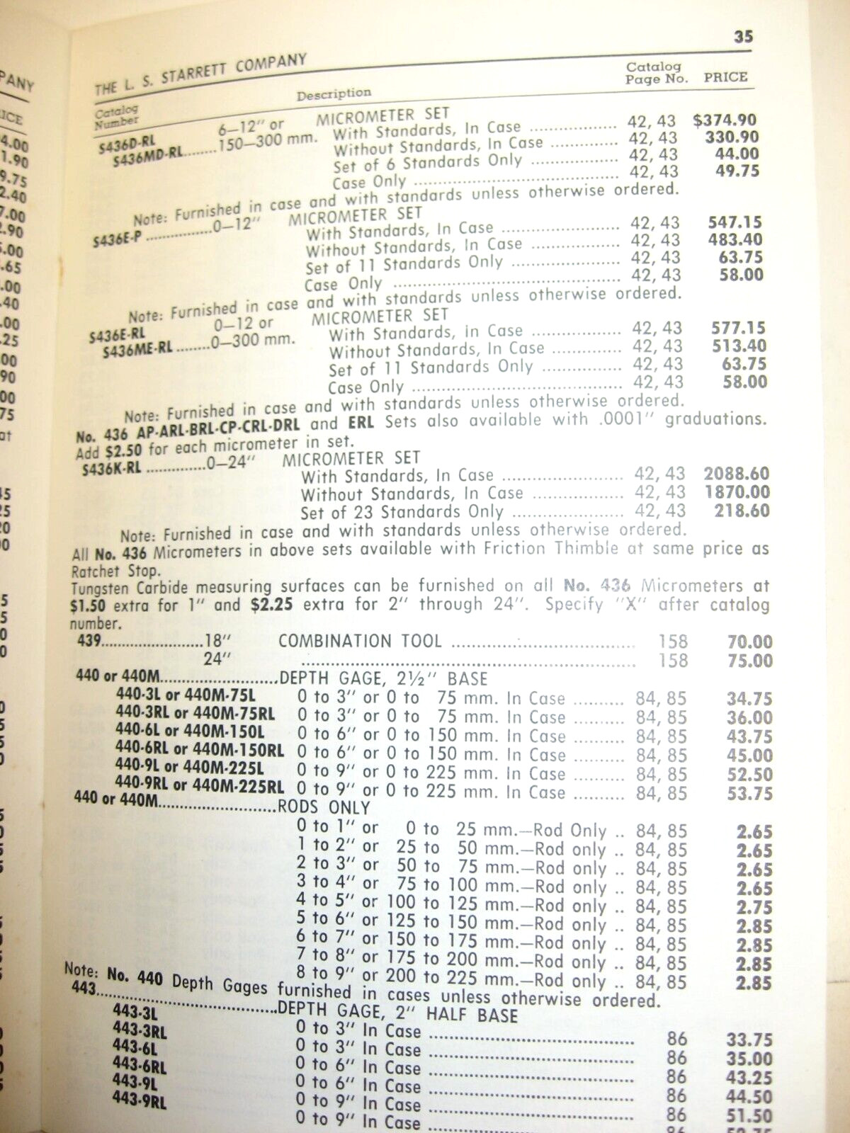 1972 Starrett Tools, Bulletin No 132W. Iss No 20, Resale Net Prices (Cat No 27)