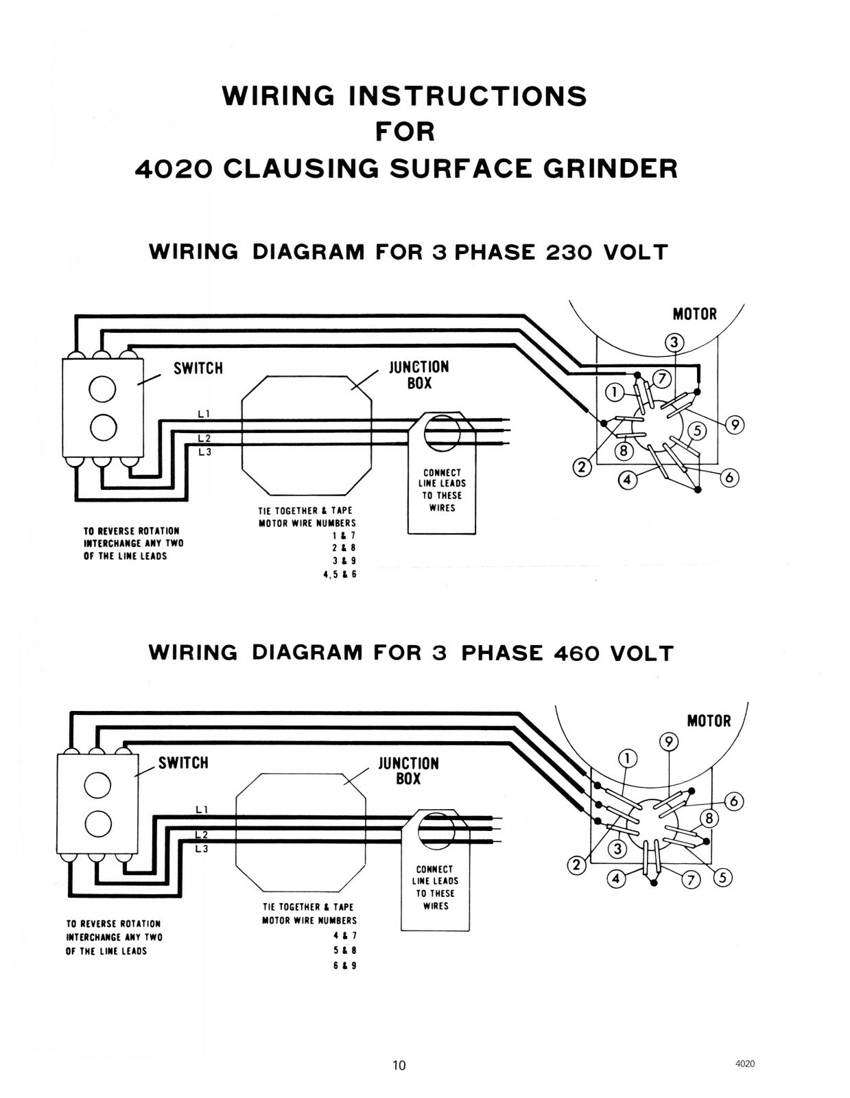Clausing 4020 Hydraulic Surface Grinder 10″x16″ Instruct & Parts Manual #1729