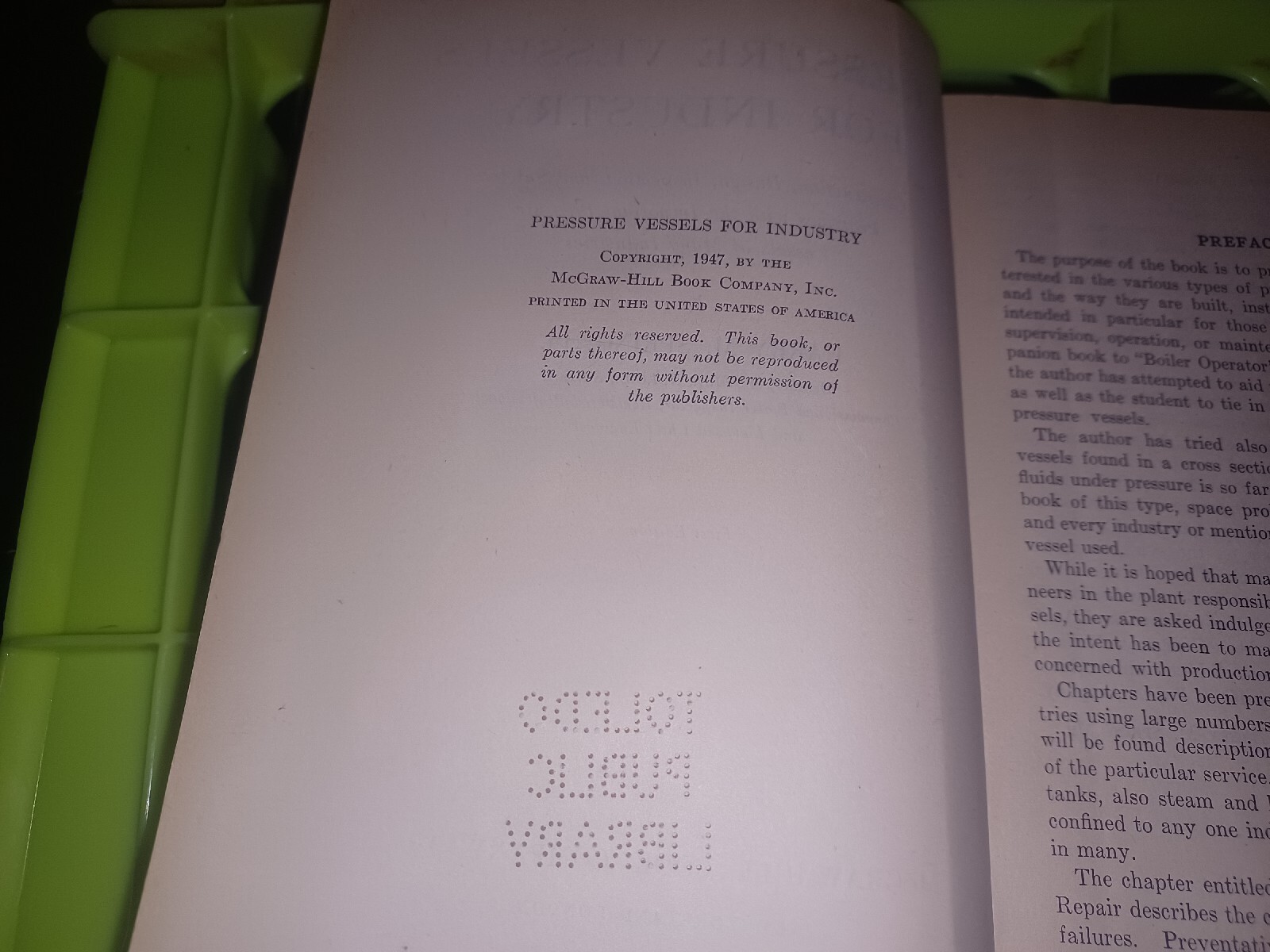 PRESSURE VESSELS FOR INDUSTRY,1947,HARRY M. SPRING JR 1ST EDITION HC Book OLD