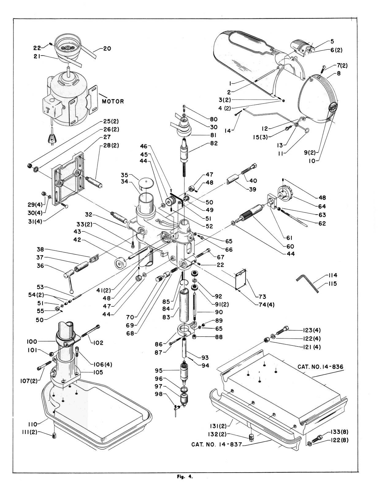 Rockwell Delta 14″ Super Hi Sensitive Drill Press Op & Parts List Manual #1907