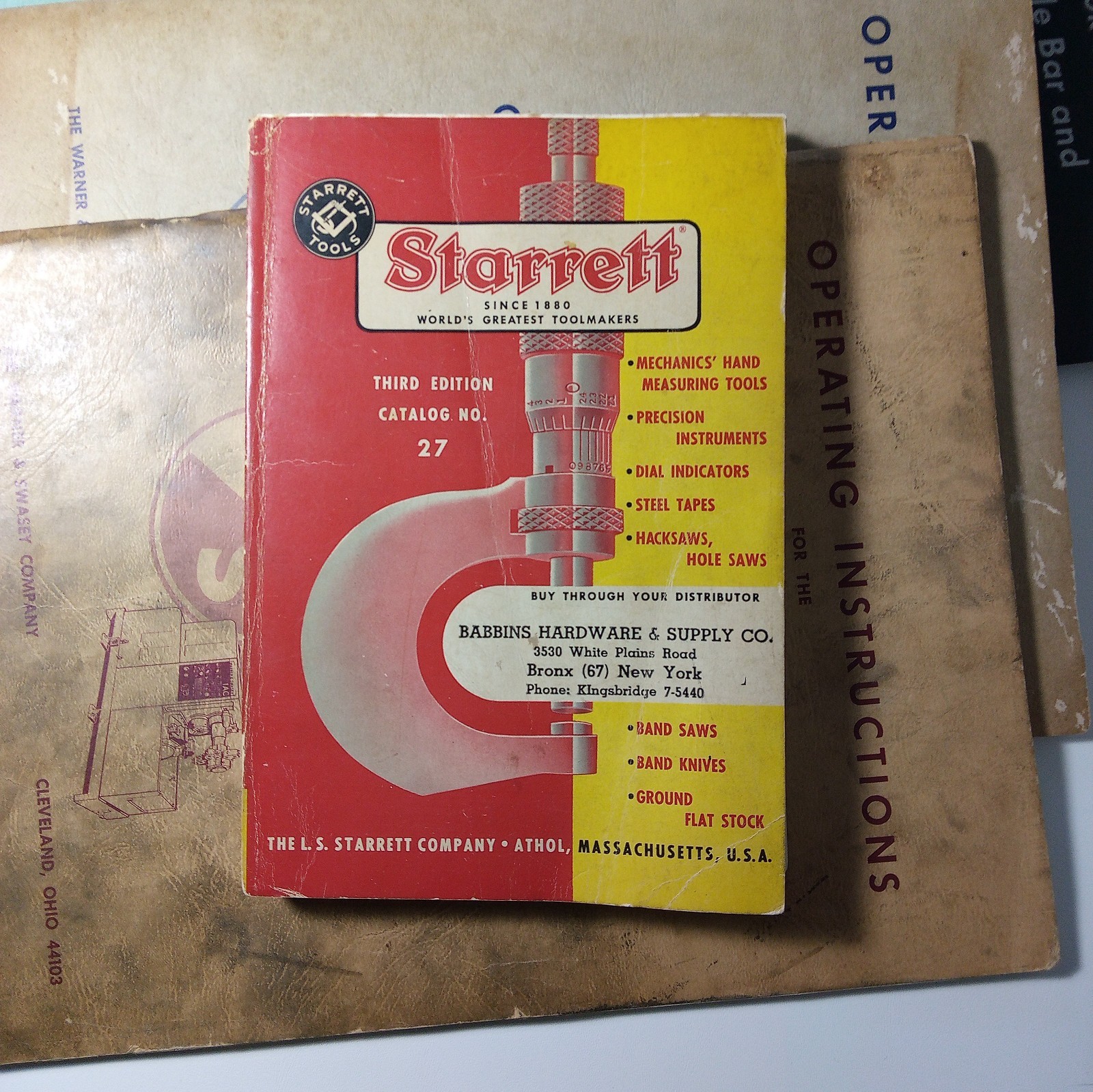 1960’s Warner & Swasey Ohio Manual Handbook Lot of 7 + Starrett Catalog #27 and