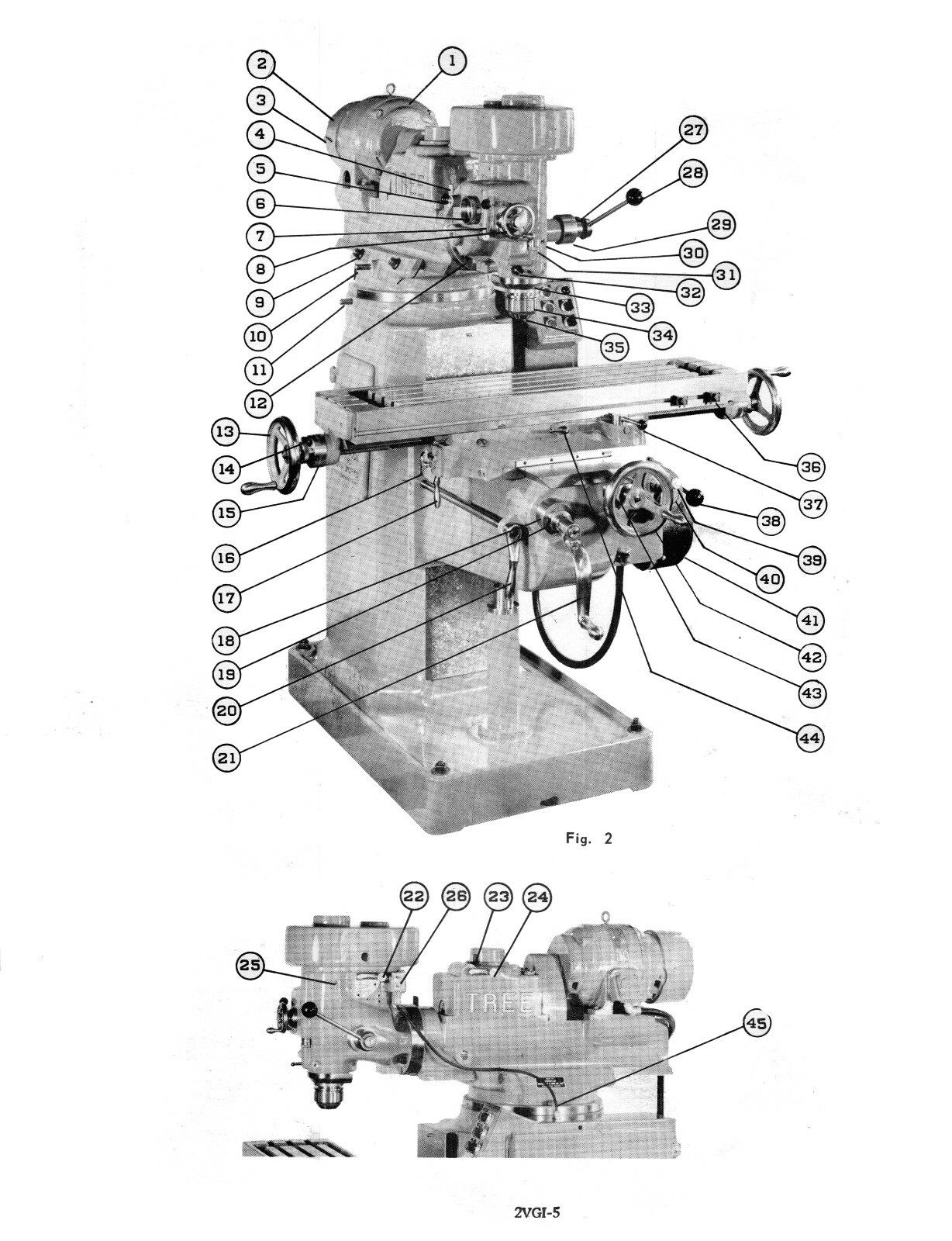 Tree Model 2VG Milling Machine Operation, Instruction, & Parts List Manual #1358