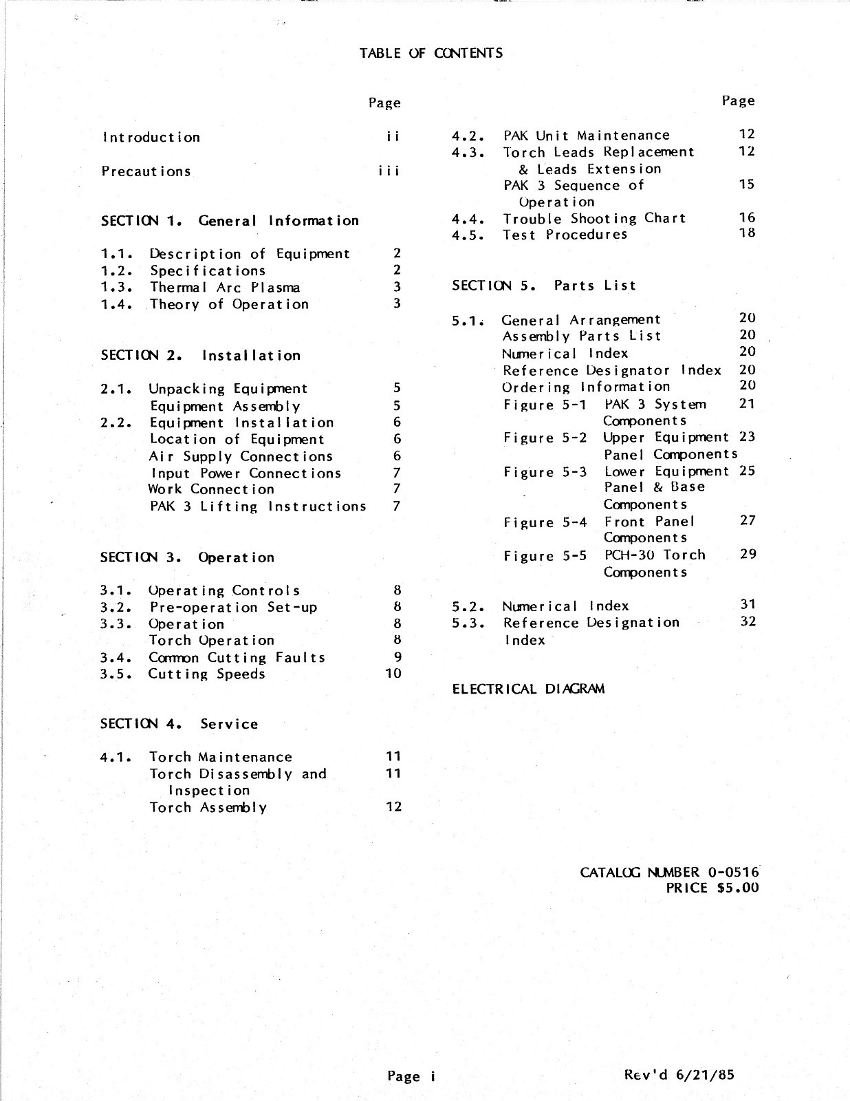 Thermal Dynamics PAK 3 Plasma Cutter Instruction Manual *970
