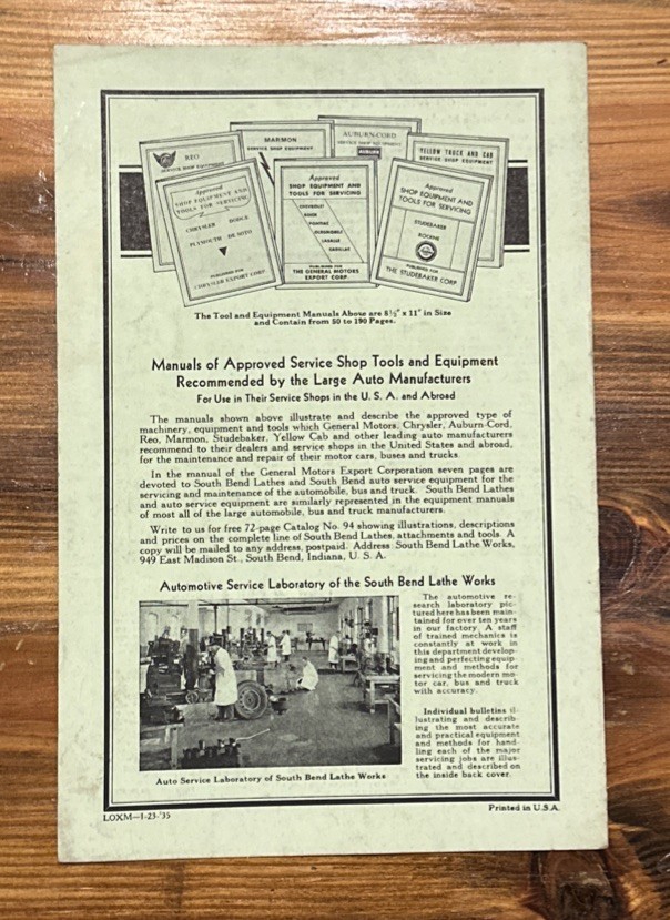 Vintage 1936 Lathe Manual – How to Finish Pistons