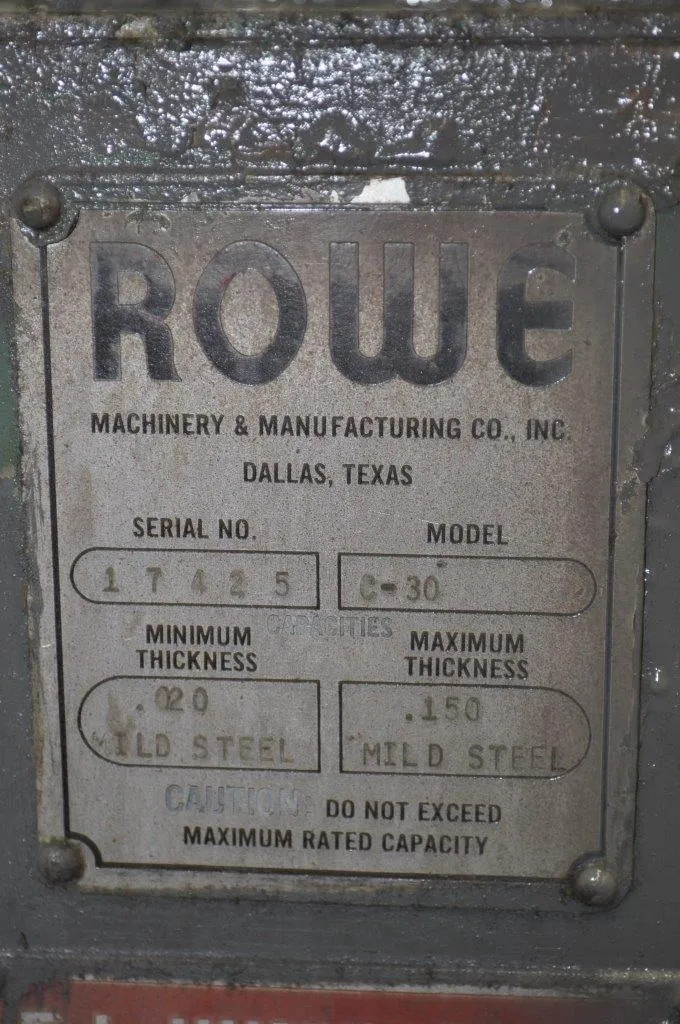 30″ x .150″ ROWE STRAIGHTENER