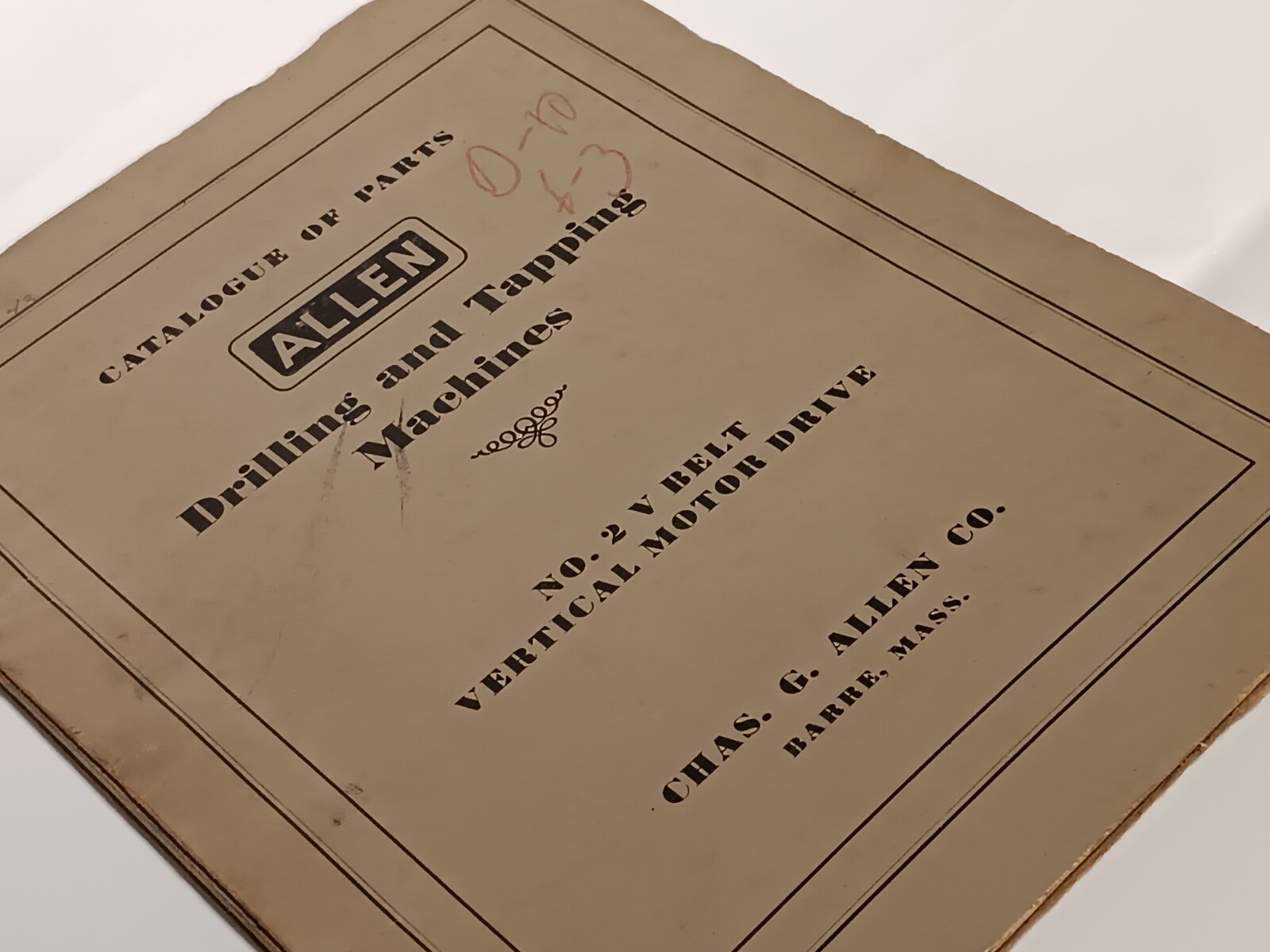 Allen No. 2 V-Belt Vertical Motor Drive, VB-VDW-VCF-VMT Catalogue of Parts