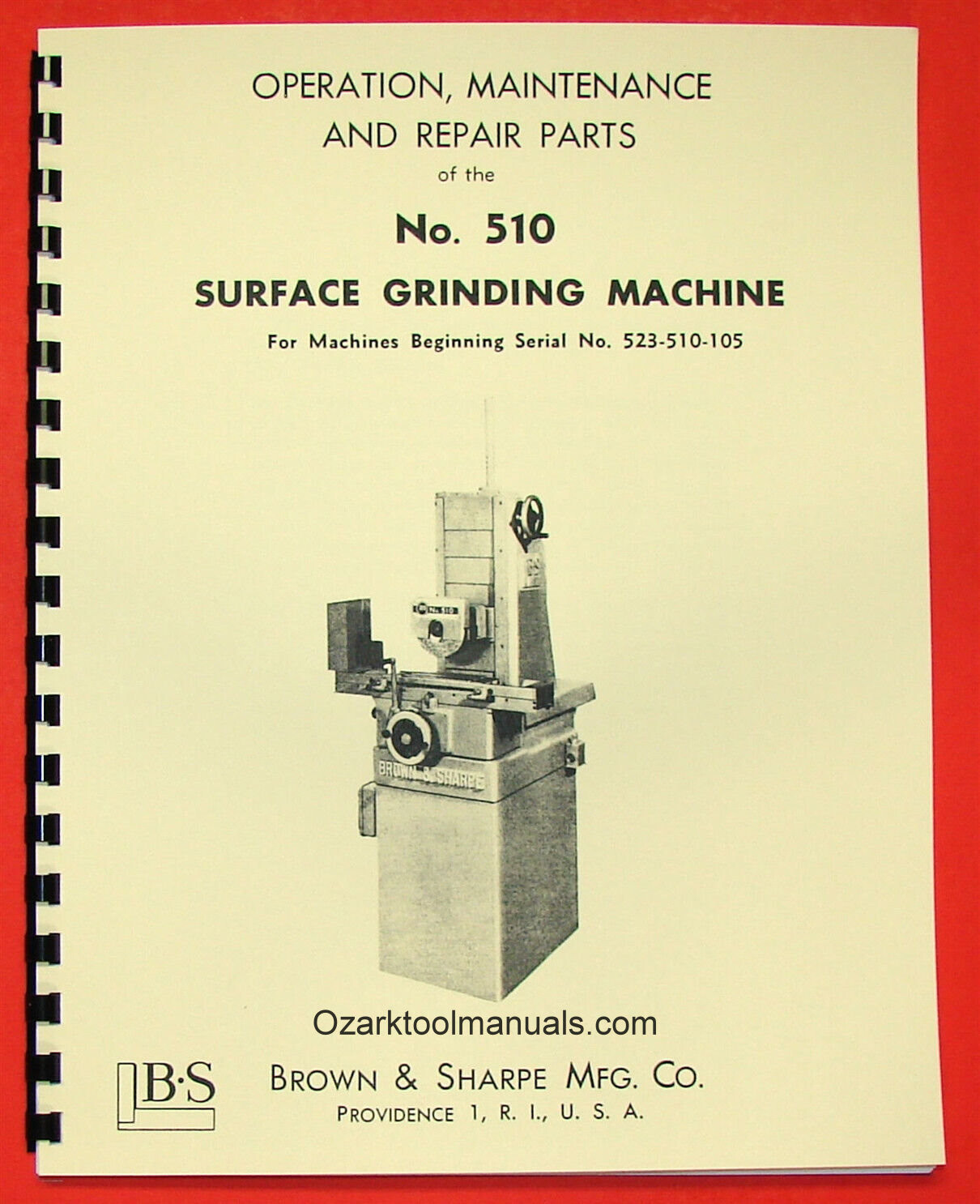 BROWN & SHARPE 510 Surface Grinder Owner Operator & Parts Manual 0091