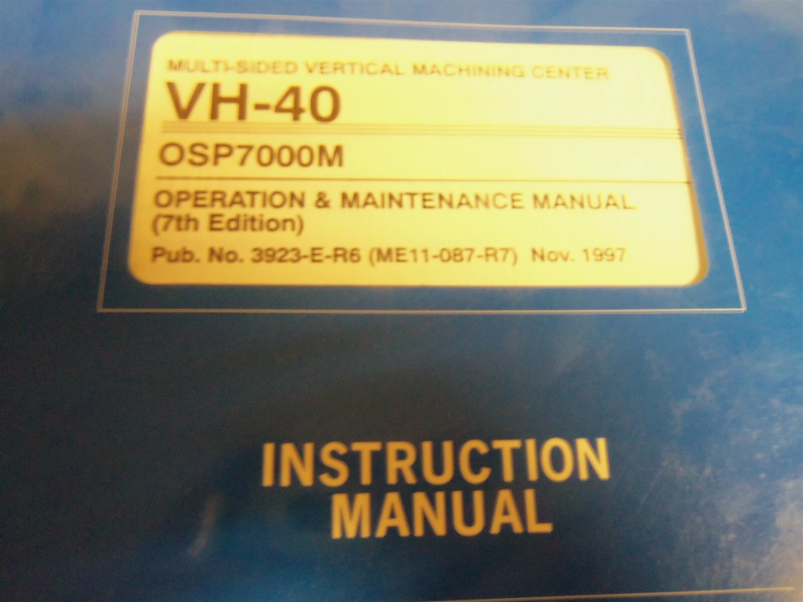 Okuma VH-40 OSP7000M 7th Edition Operation and Maintenance Manual #188