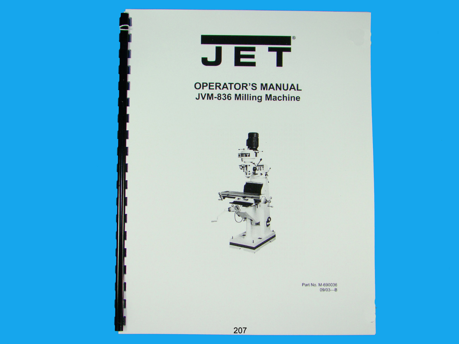 Jet JVM-836 Milling Machine Operators Manual *207