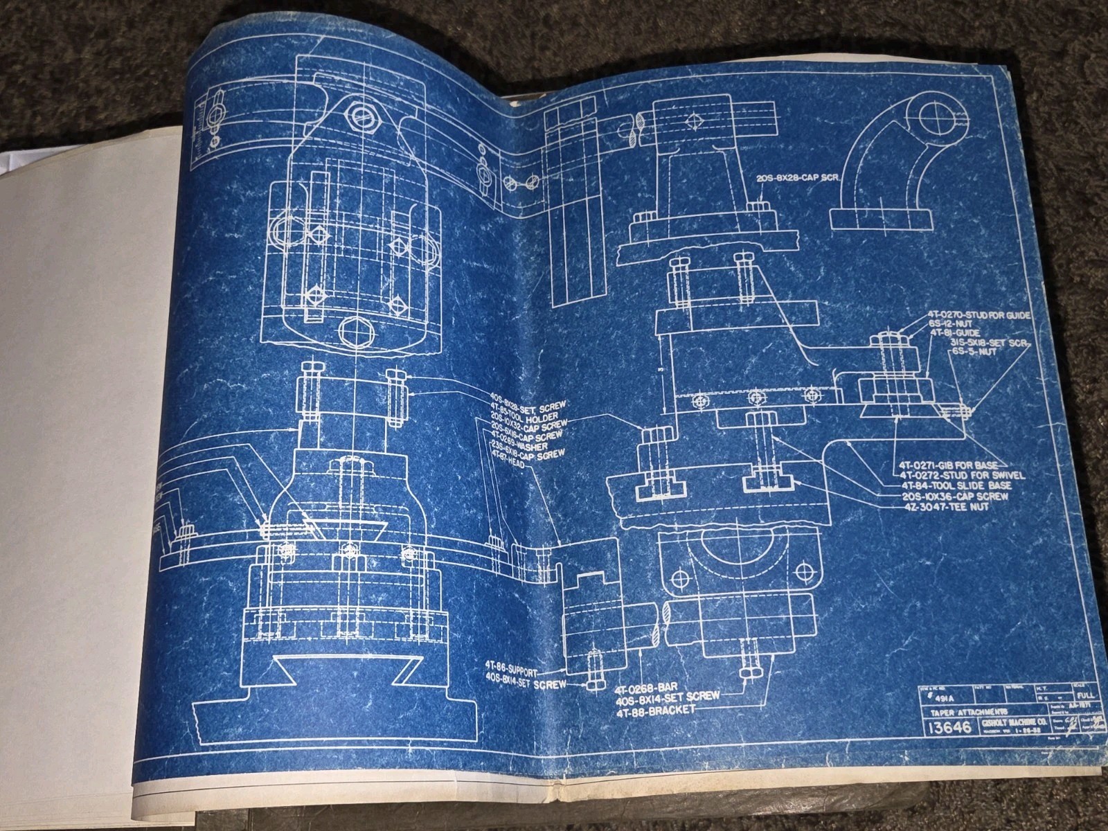 Gisholt Machine Company Blue Prints Book UNIVERSAL TURRET LATHE #5 Original VTG