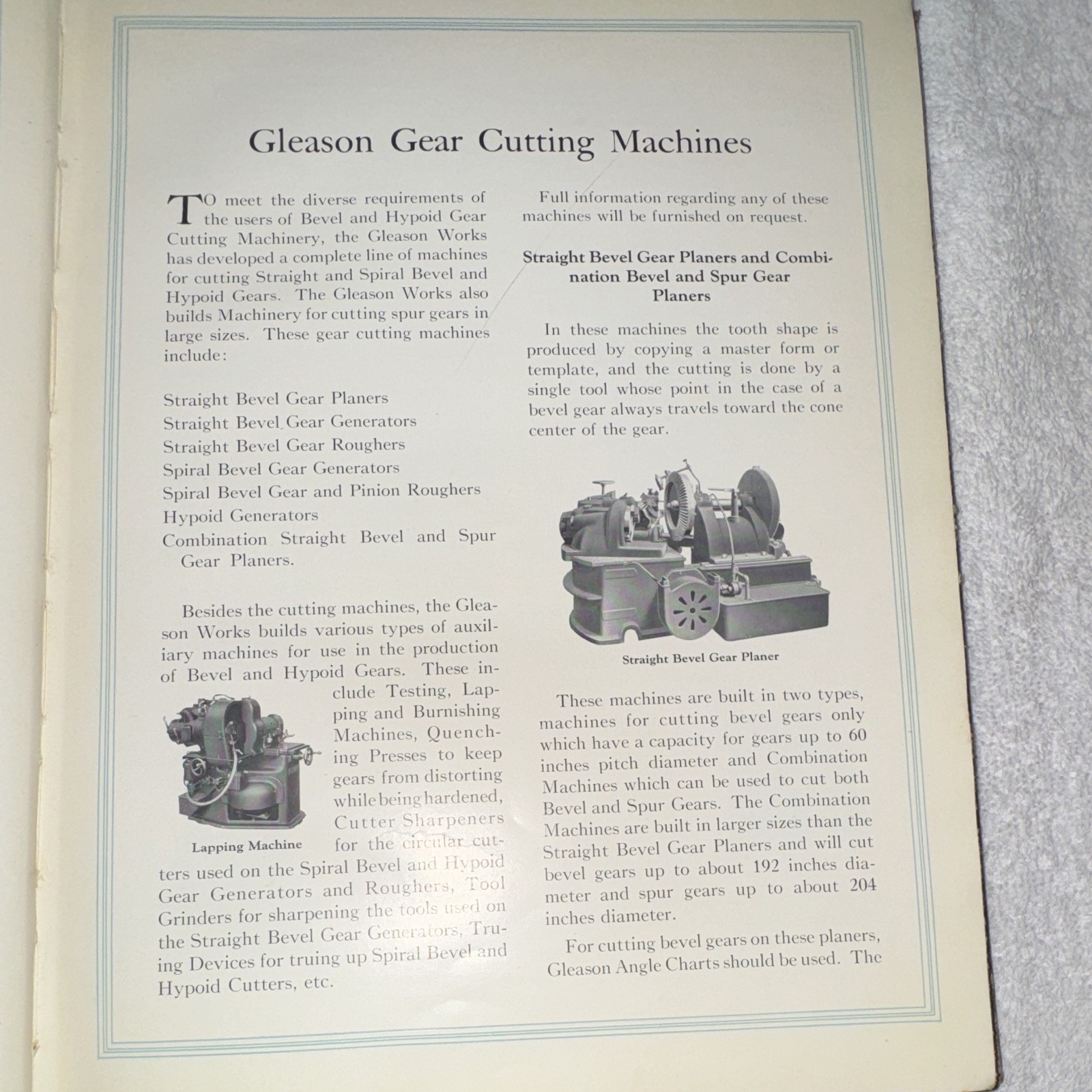 1929 Gleason Straight Bevel Gear System Gear Cutting Book ED 221-1929