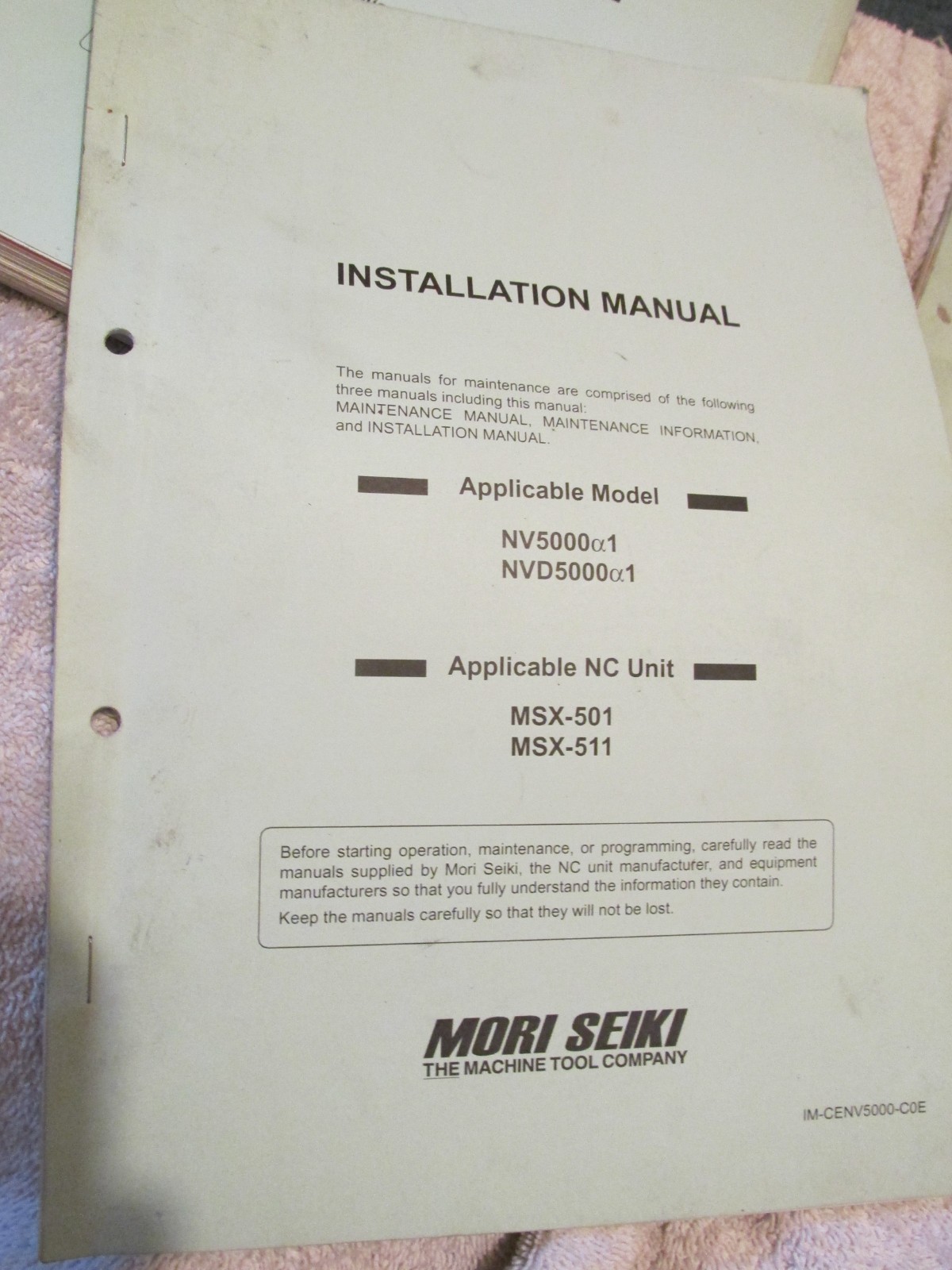 FACTORY MANUAL SET Mori Seiki NV5000 NVD CNC Machine Installation Operation Main