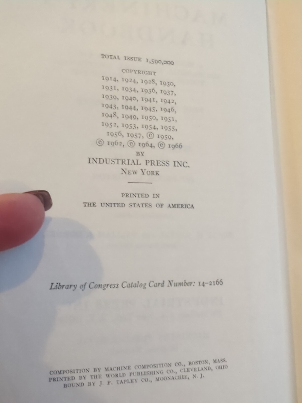 Machinery’s Handbook 17th edition 1966 Over 2000 Pages SC Holbrook Horton