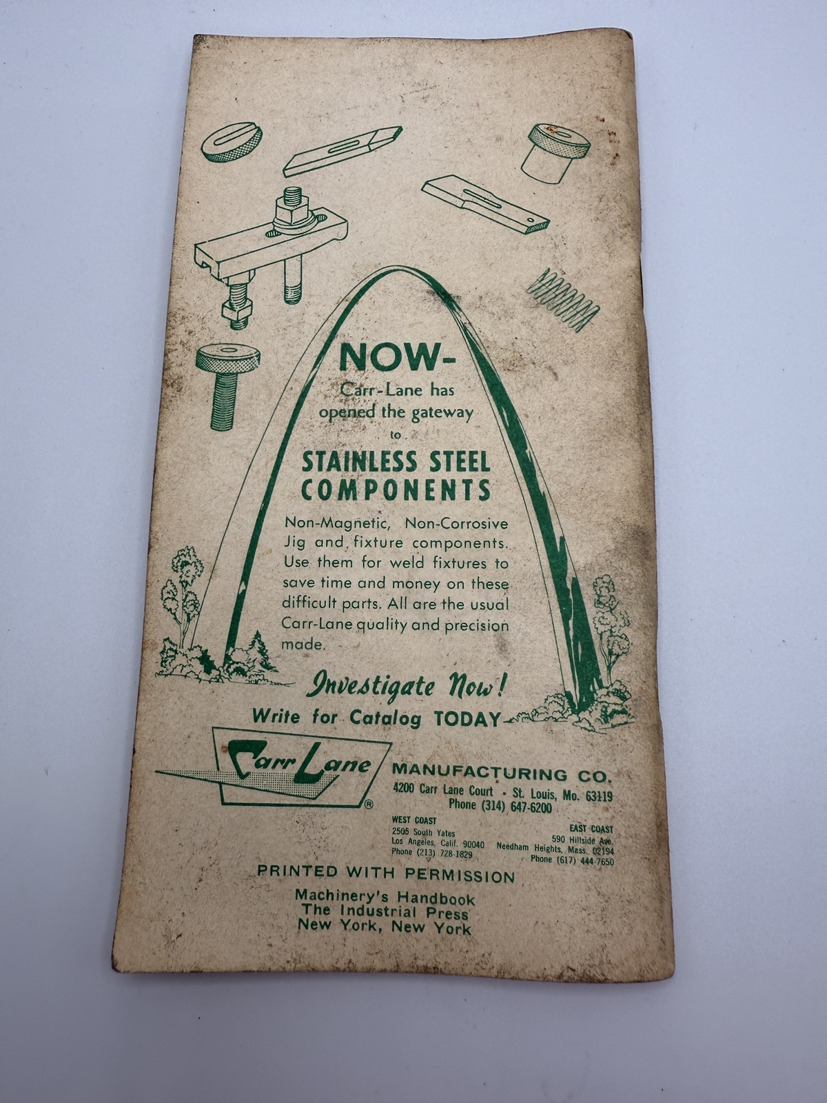 Carr Lane Trigonometry Tables Handy Reference Data for Engineers Vintage 1974