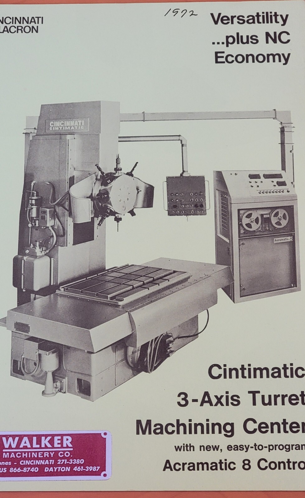 Cincinnati Milacron Cintimatic 3-Axis Turret Machining Center Brochure 1972